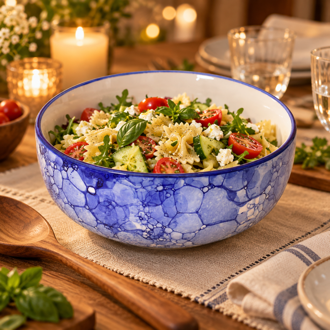 KunhaR Ceramic Serving Bowl, 600 ml, Blue Luster, Multipurpose Bowl for Mixing, Serving, Salad, Pasta & Snacks, 1 Piece - Image 3