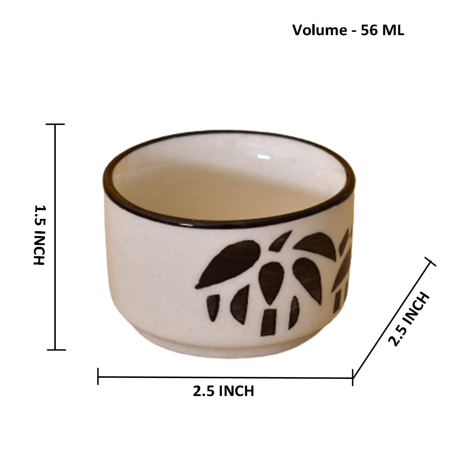 Kunhar Ceramic Sauce Holder - 56 ML, 4 Pieces, Off White - Image 2