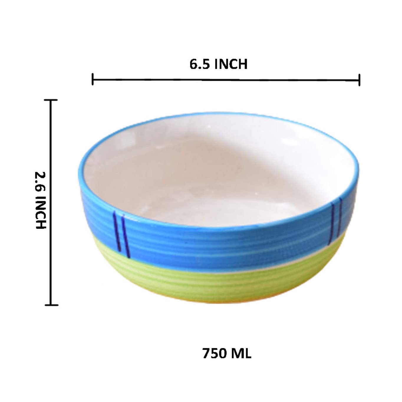 Kunhar Ceramic Serving Bowls (Green, 800 ml) - 1 Piece - Image 2