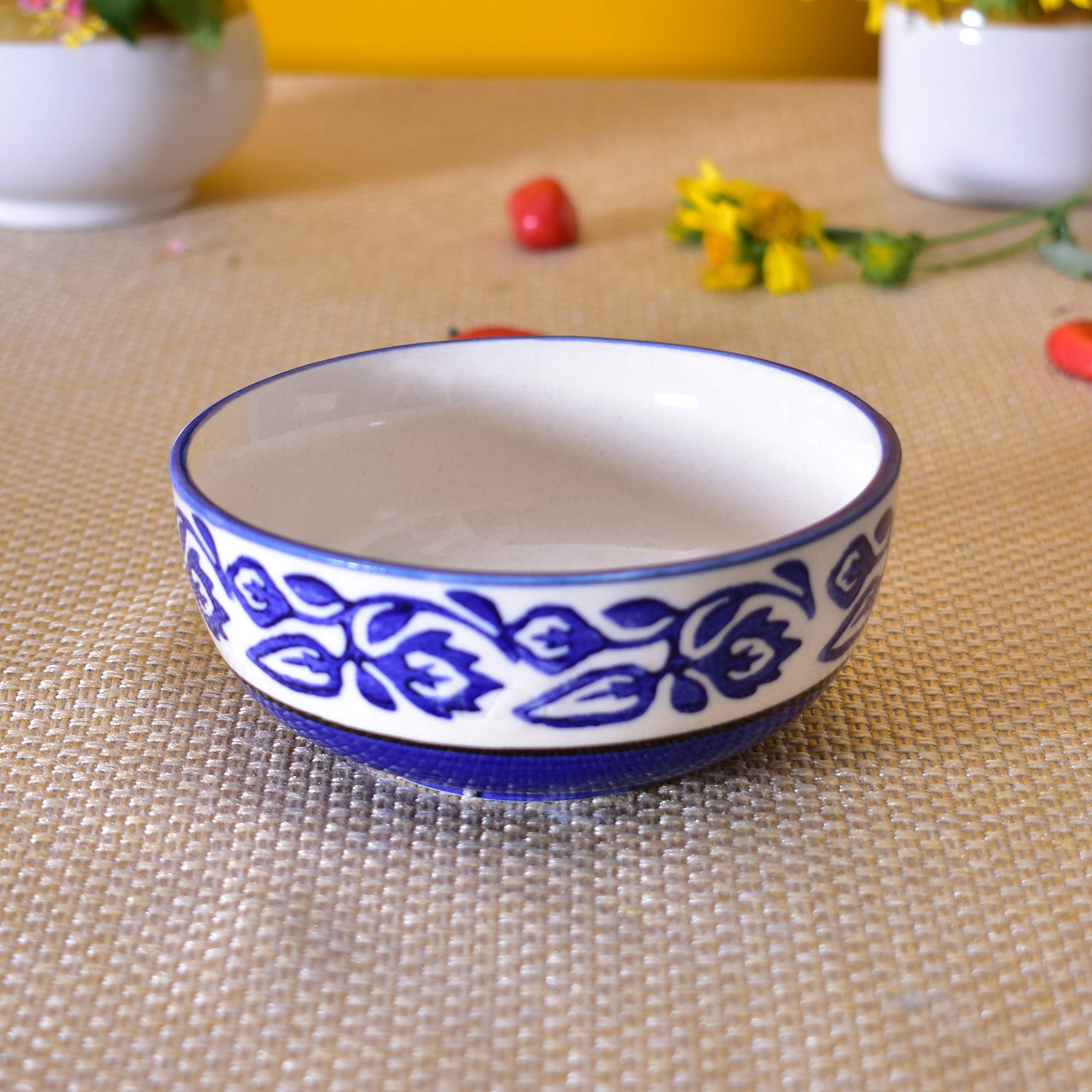Kunhar Ceramic Serving Bowls (Blue Vine, 800 ml) - 1 Piece - Image 3