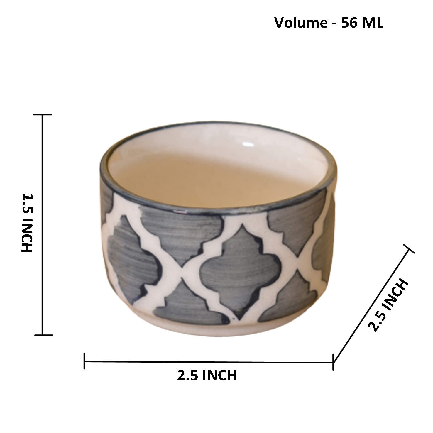Kunhar Ceramic Sauce Holder - 56 ML, 4 Pieces, Gray - Image 2