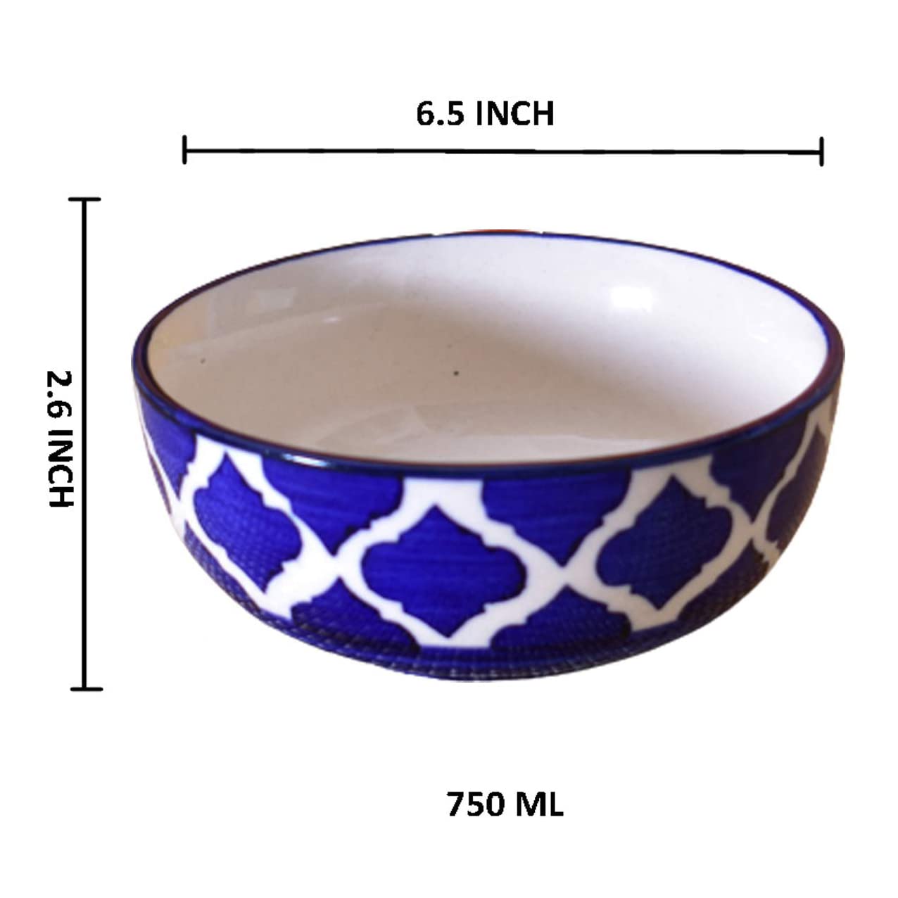 Kunhar Ceramic Serving Bowls (Blue Umrao, 800 ml) - 1 Piece - Image 2