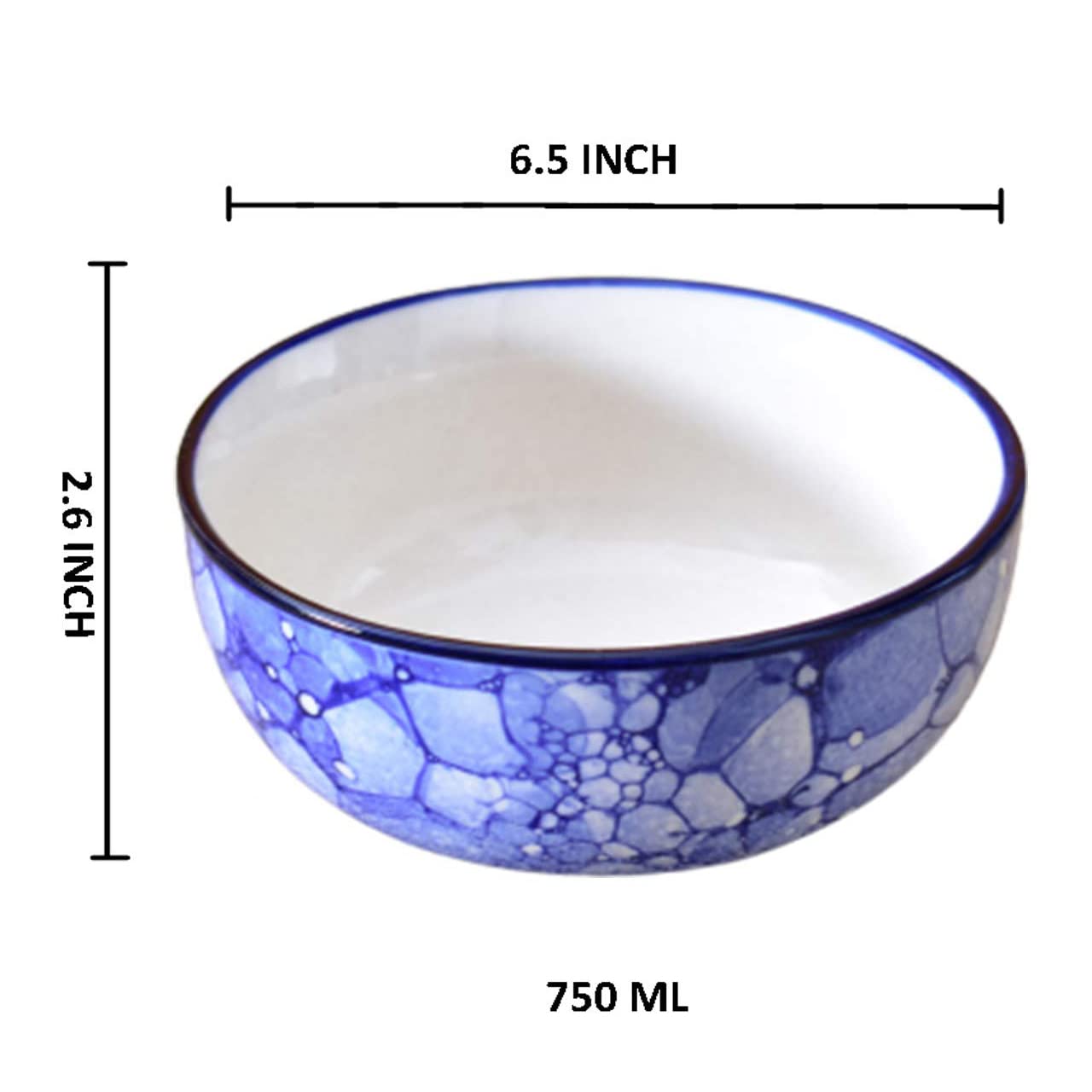 Kunhar Ceramic Serving Bowls (Blue Luster, 800 ml) - 1 Piece - Image 2