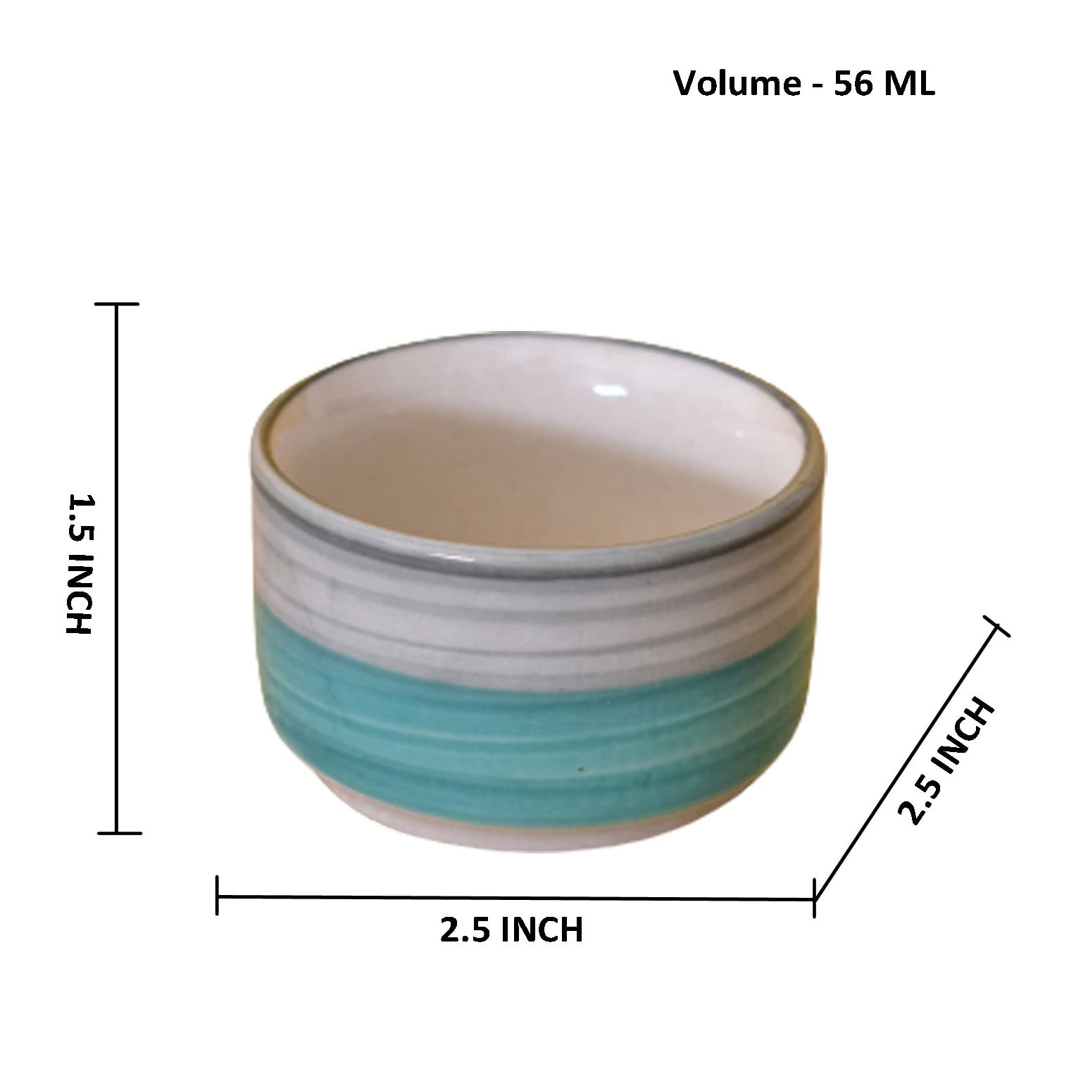 Kunhar Ceramic Sauce Holder - 56 ML, 4 Pieces, Gray Green - Image 2