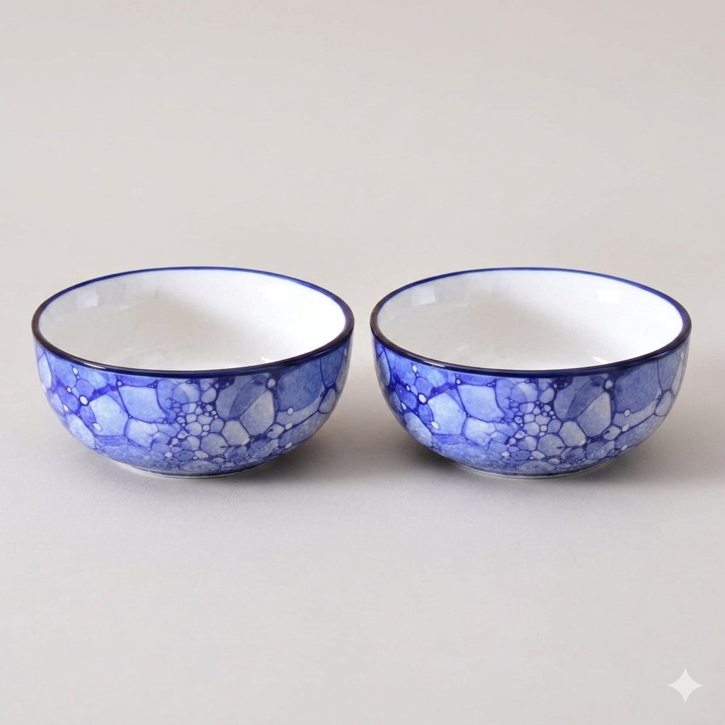 Kunhar Ceramic Mixing Bowls, Microwave Safe Bowl for Kitchen, Freezer & Dishwasher, Ideal for Snacks, Rice, Salad, and Noodles - 800 ML, 2 Pieces, Blue Luster - Image 6