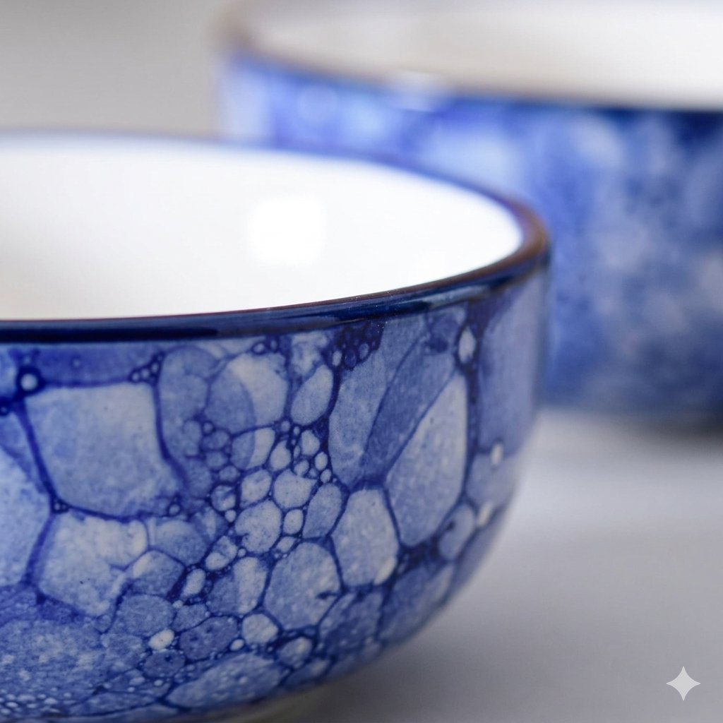 Kunhar Ceramic Mixing Bowls, Microwave Safe Bowl for Kitchen, Freezer & Dishwasher, Ideal for Snacks, Rice, Salad, and Noodles - 800 ML, 2 Pieces, Blue Luster - Image 7