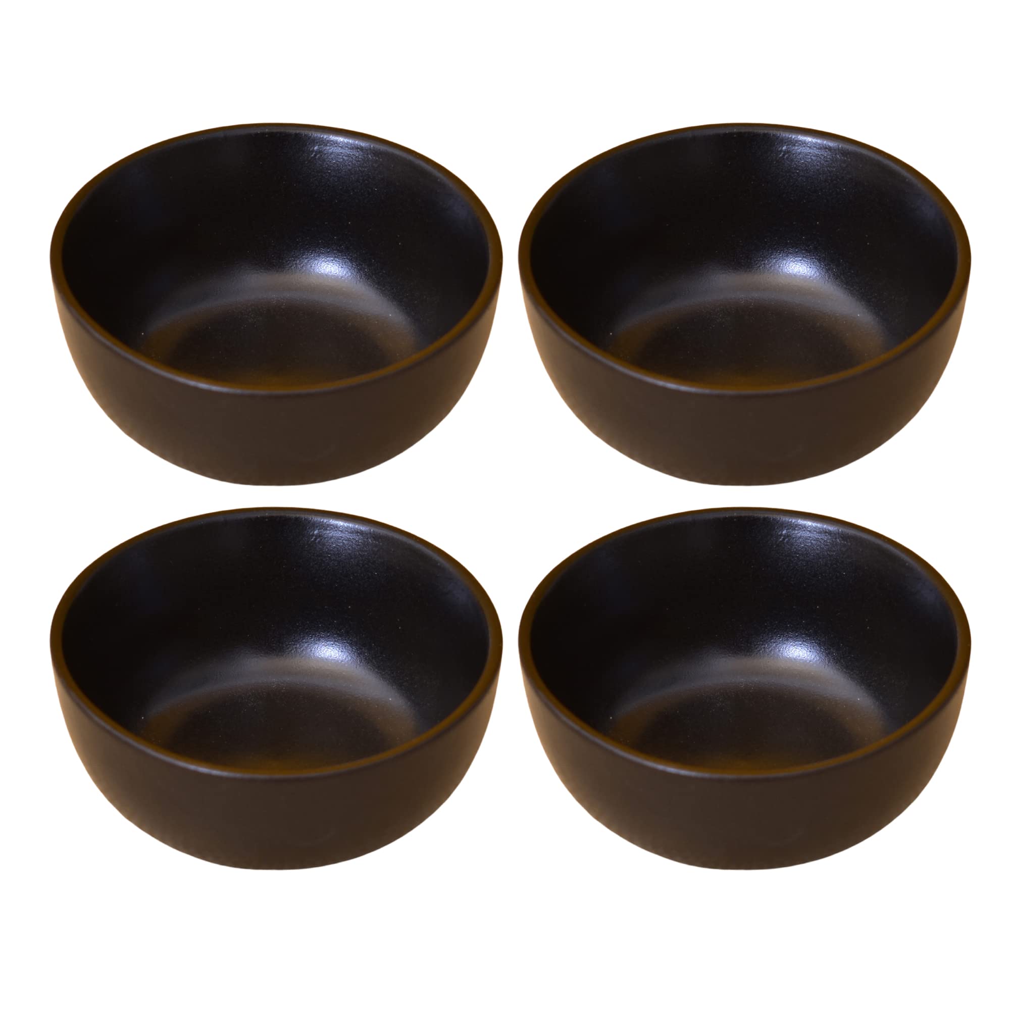 Kunhar Ceramic White with Black Border Matt Finish Solid Dessert Bowl - 200 ml, 4 Pieces — product view 1