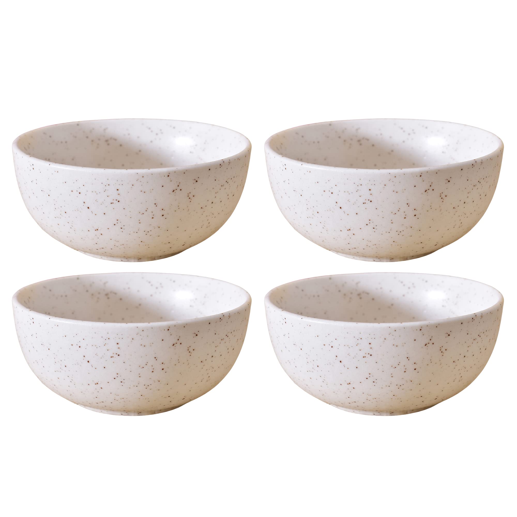 Kunhar Ceramic Solid Bowl - 200ml, 4 Pieces, White