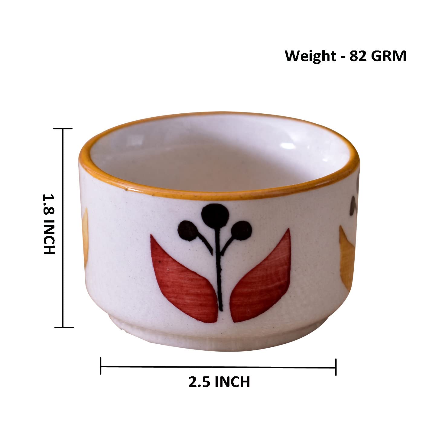 Kunhar Ceramic Sauce Holder - 56 ML, 4 Pieces, White Yellow - Image 2