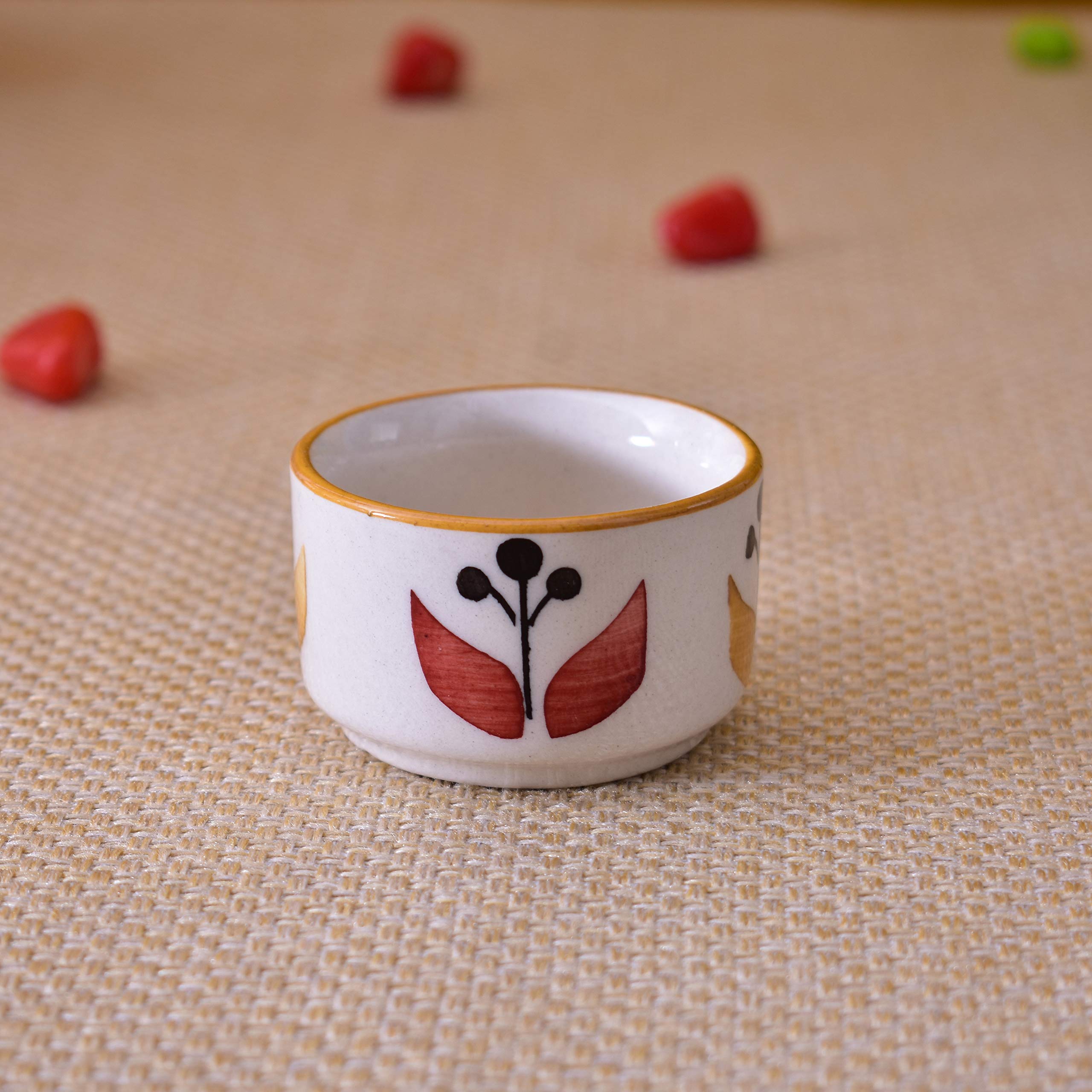 Kunhar Ceramic Sauce Holder - 56 ML, 4 Pieces, White Yellow - Image 3
