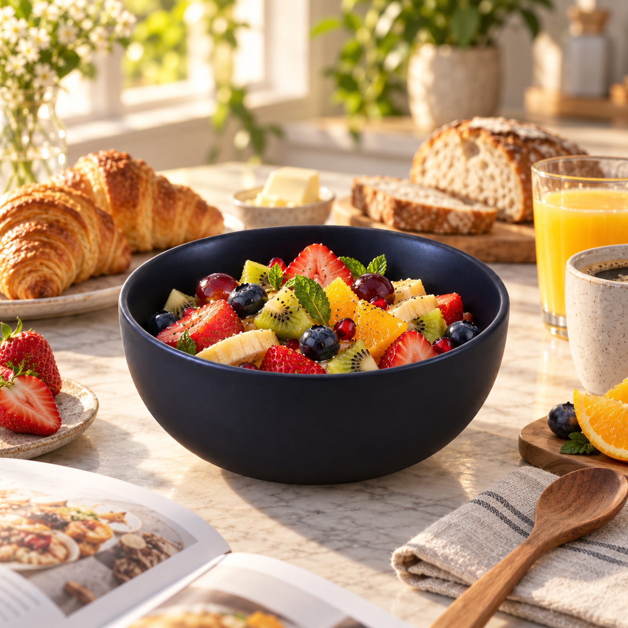 KunhaR Ceramic Serving Bowl, 600 ml, Black Matt, Multipurpose Bowl for Mixing, Serving, Salads, Pasta & Snacks, 1 Piece - Image 5