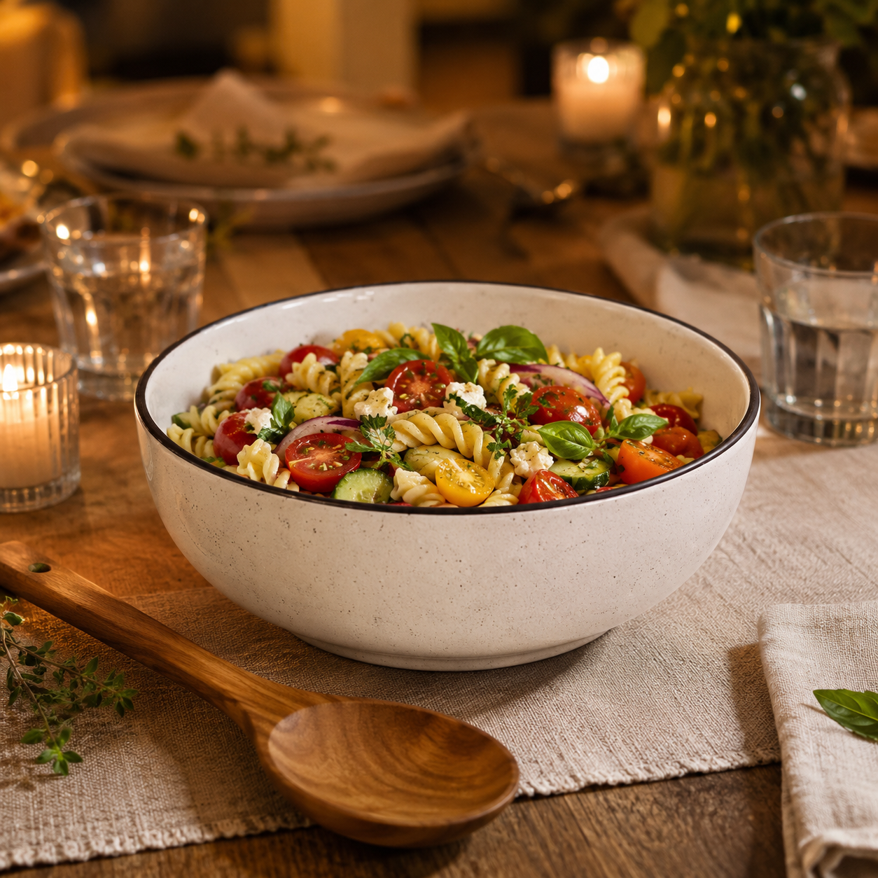 KunhaR Ceramic Serving Bowl, 600 ml, White Matt with Black Border, Multipurpose Bowl for Mixing, Serving, Salads, Pasta & Snacks, 1 Piece - Image 3