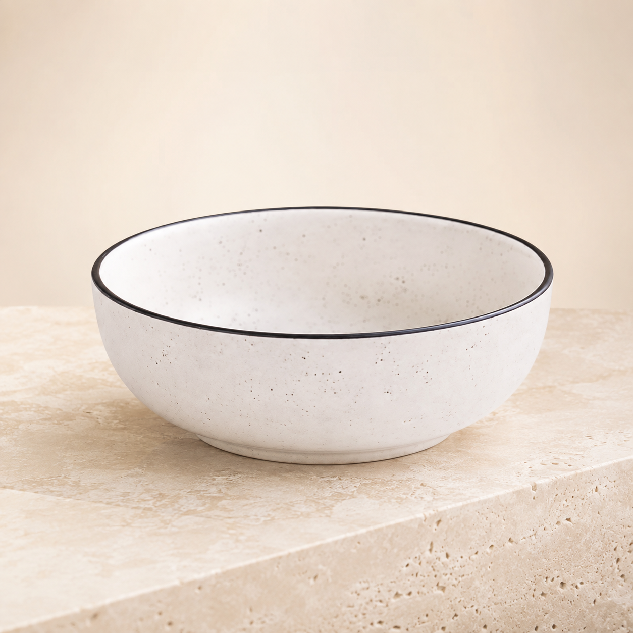KunhaR Ceramic Serving Bowl, 600 ml, White Matt with Black Border, Multipurpose Bowl for Mixing, Serving, Salads, Pasta & Snacks, 1 Piece - Image 6