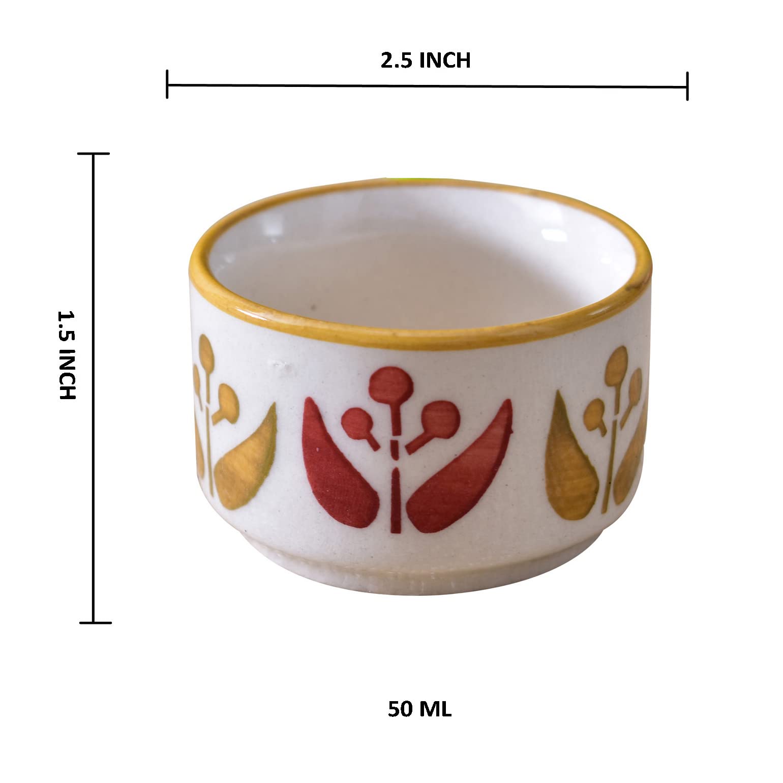 Kunhar Ceramic Sauce Holder - 56 ML, 4 Pieces, Off White - Image 2
