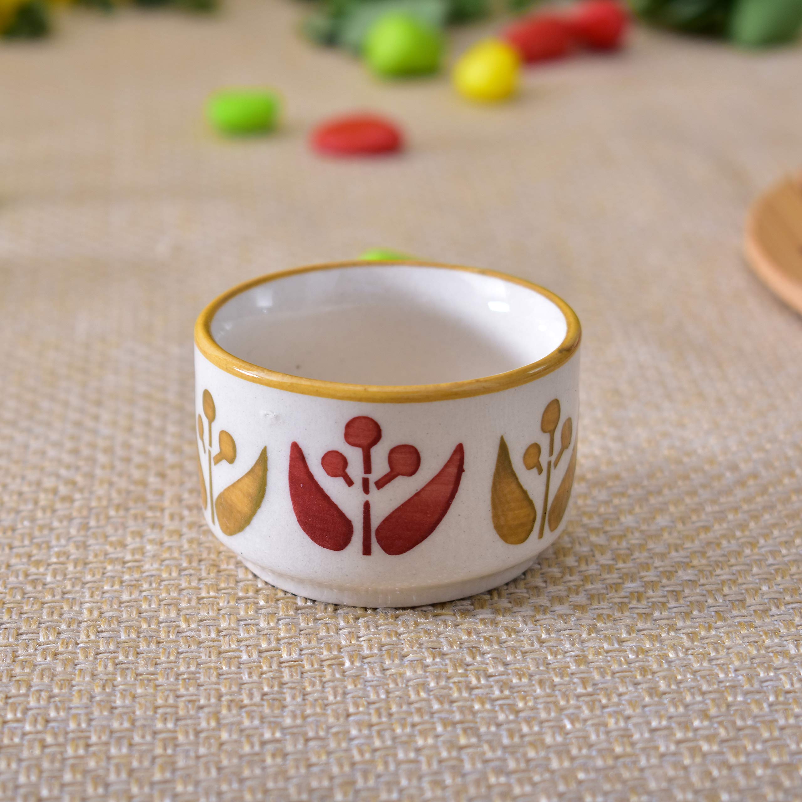 Kunhar Ceramic Sauce Holder - 56 ML, 4 Pieces, Off White - Image 3