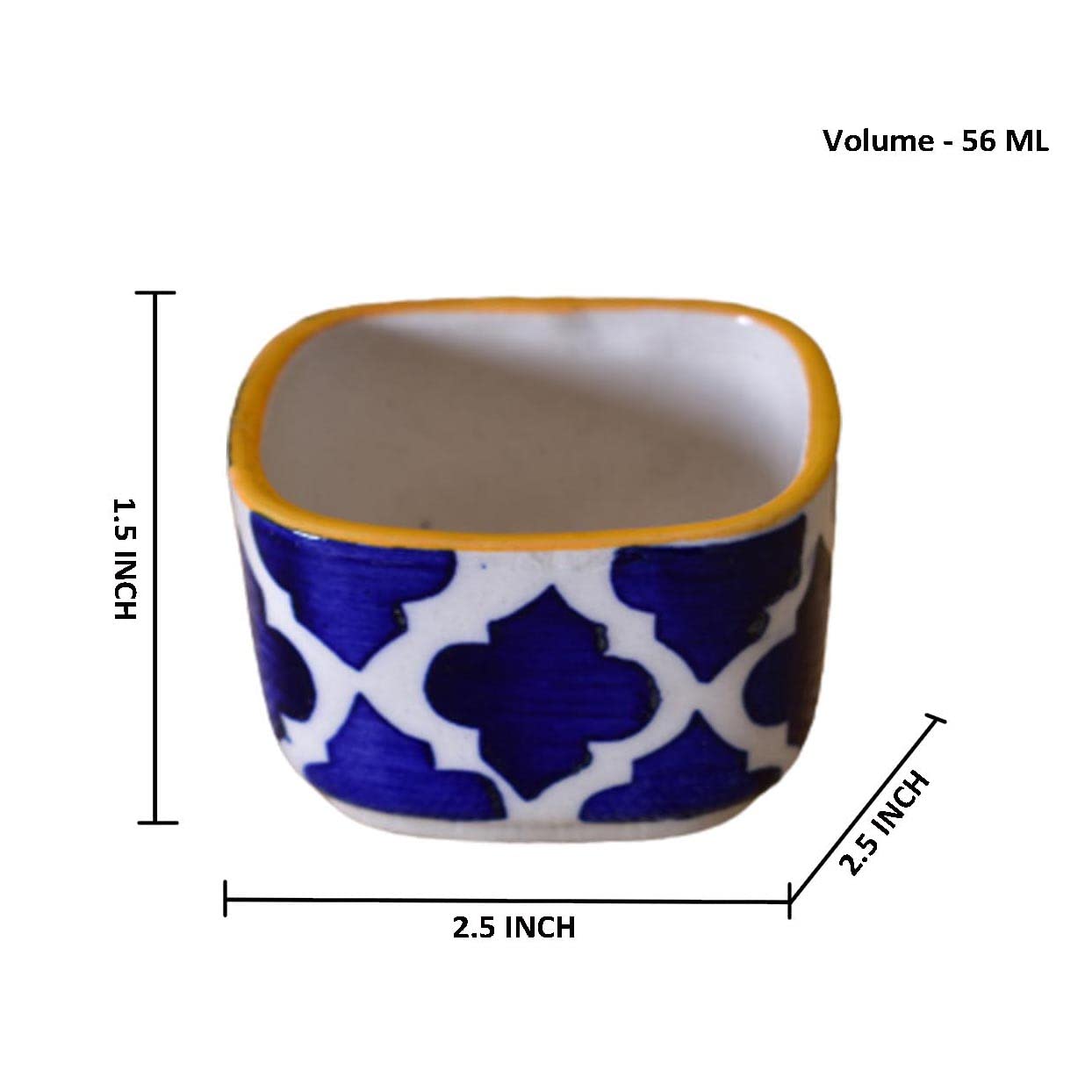 Kunhar Ceramic Sauce Holder - 56 ML, 4 Pieces, Yellow Blue - Image 4