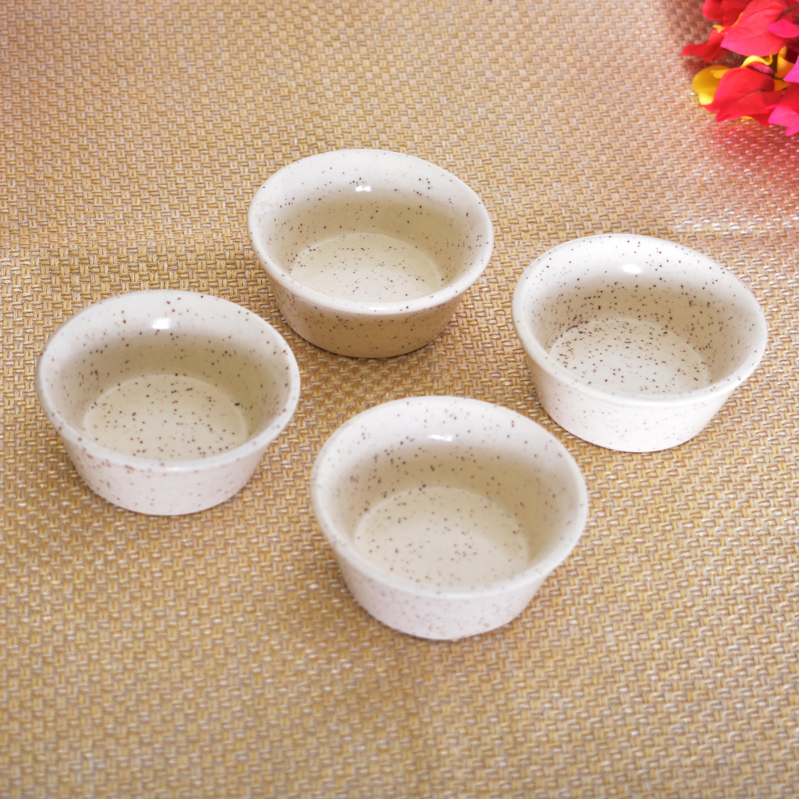 Kunhar Ceramic Sauce Holder - 65 ML, 4 Pieces, White Matt - Image 3