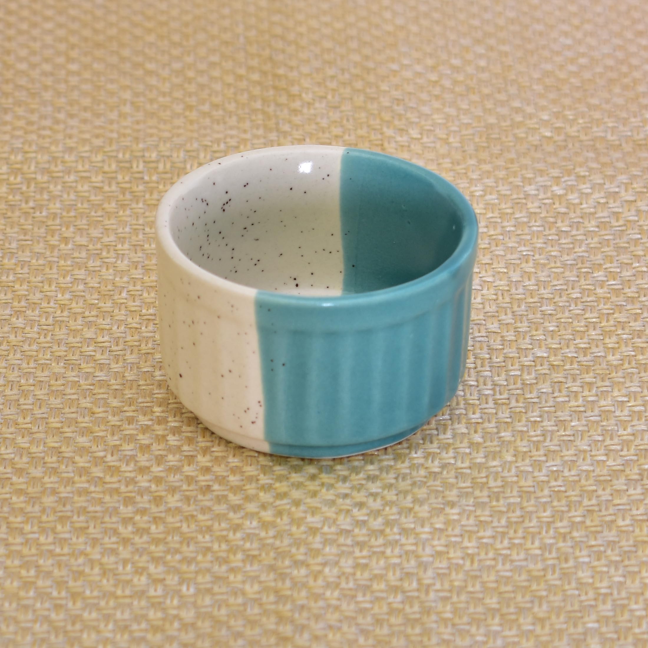 Kunhar Ceramic Sauce Holder - 56 ML, 4 Pieces, White Dusty Blue - Image 3