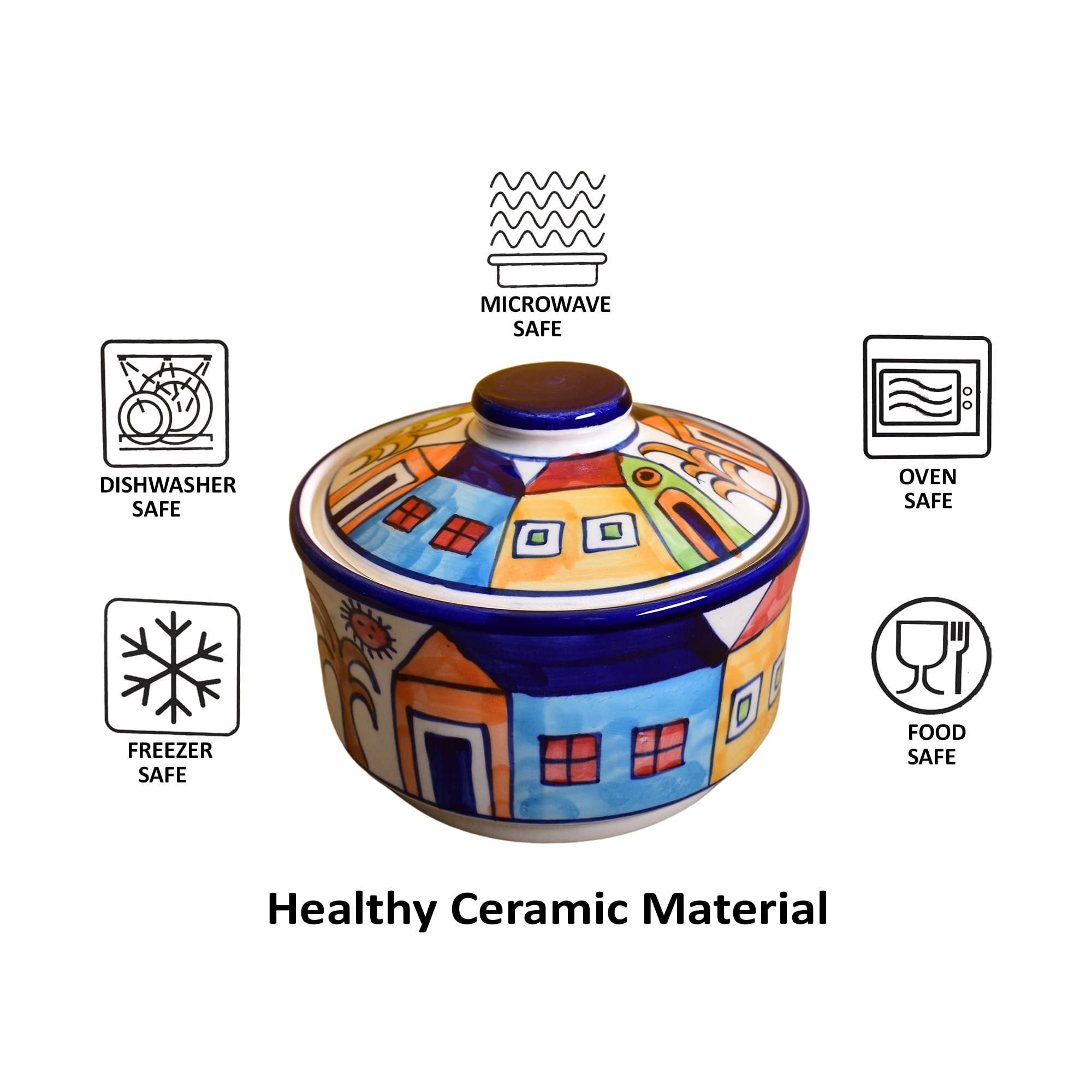 Kunhar Ceramic Donga with Lid, Ceramic Serving Donga, 270 Ml, 2 Pieces, Multicolor — product view 5