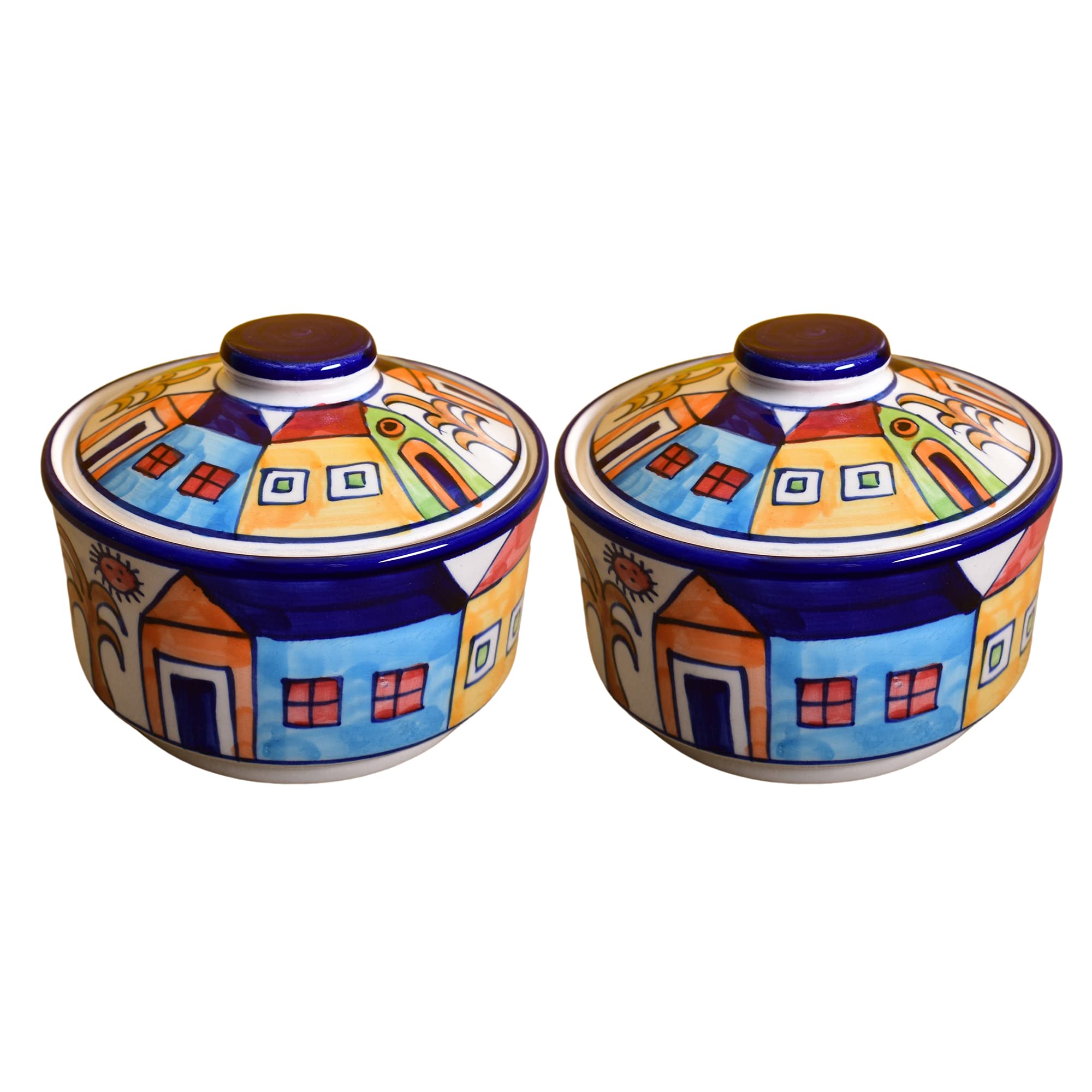 Kunhar Ceramic Hut Painting Ceramic Donga, Ceramic Serving Donga, 450 Ml, 2 Pieces, Multicolor — product view 1
