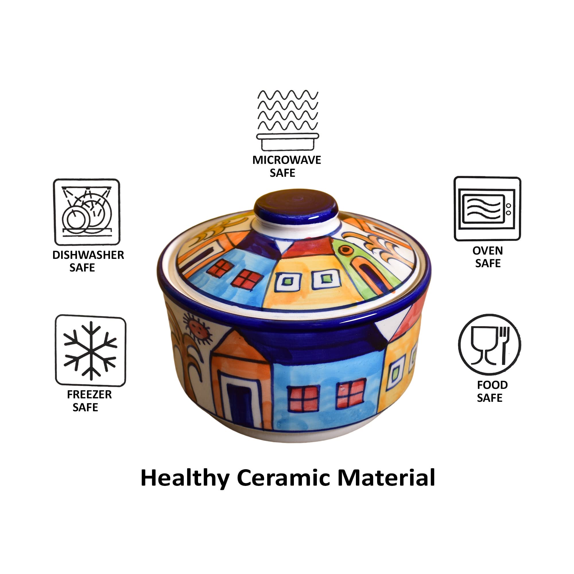 Kunhar Ceramic Hut Painting Ceramic Donga, Ceramic Serving Donga, 450 Ml, 2 Pieces, Multicolor — product view 5