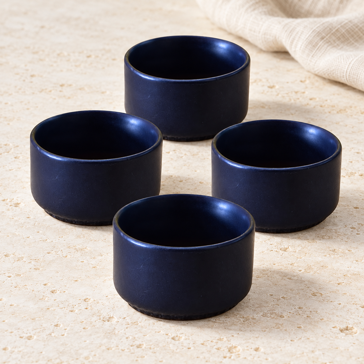 Kunhar Ceramic Sauce Holders, 56 ml Each, Set of 4, Deep Navy