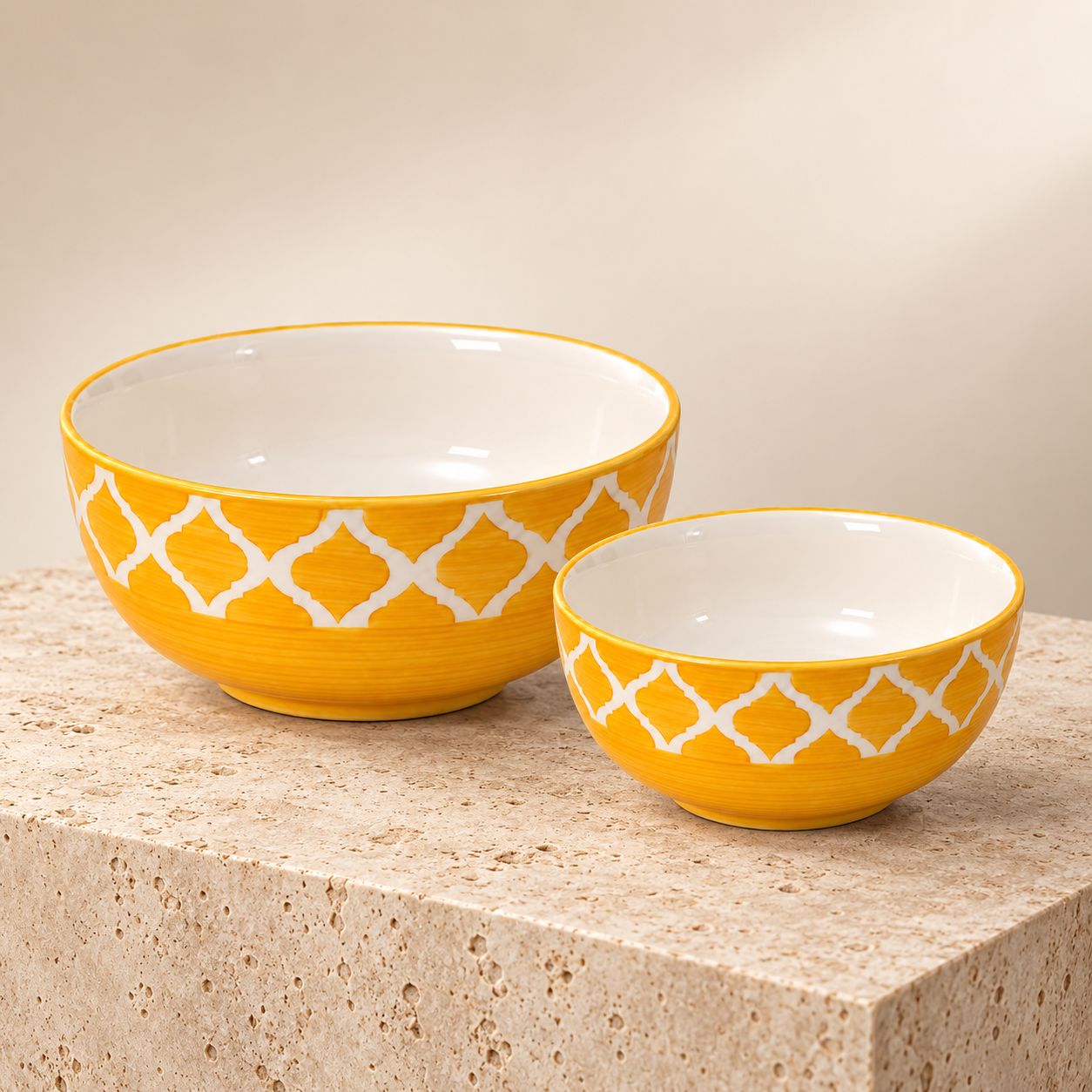 KunhaR Ceramic Mixing Bowl Set, 1500 ml & 800 ml, Yellow Chidi | Set of 2 Nesting Bowls for Mixing, Serving, Salad, Pasta, Snacks & Kitchen Prep - Image 6