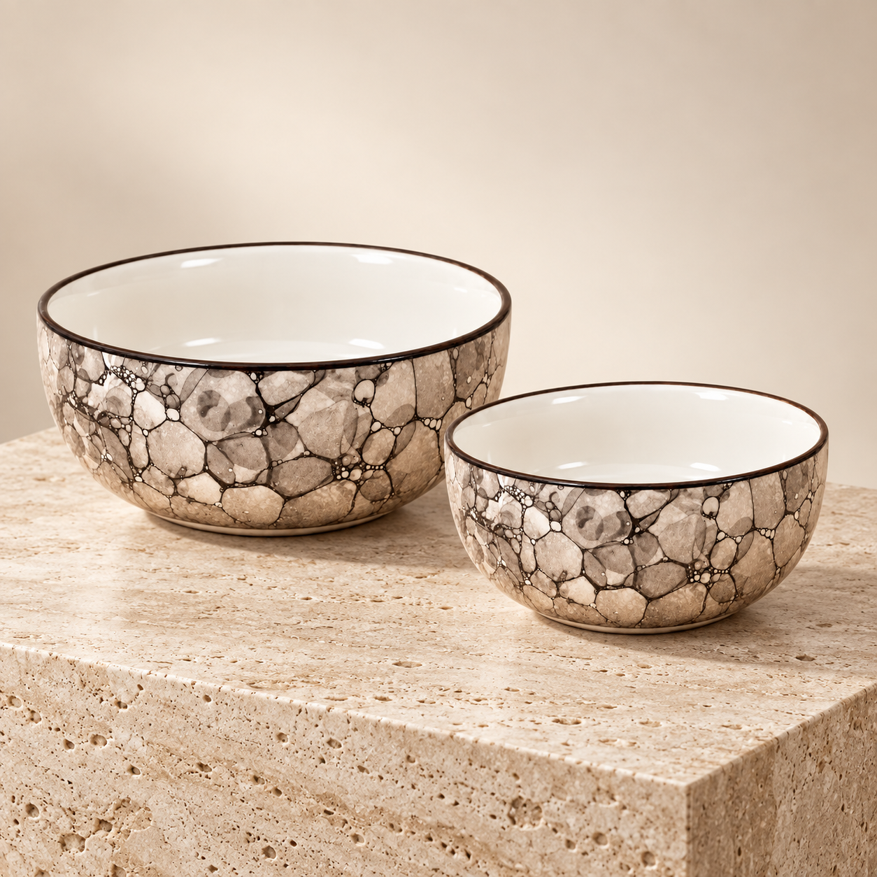 KunhaR Ceramic Mixing Bowl Set, 1500 ml & 800 ml, Black Luster | Set of 2 Nesting Bowls for Mixing, Serving, Salad, Pasta, Snacks & Kitchen Prep - Image 6