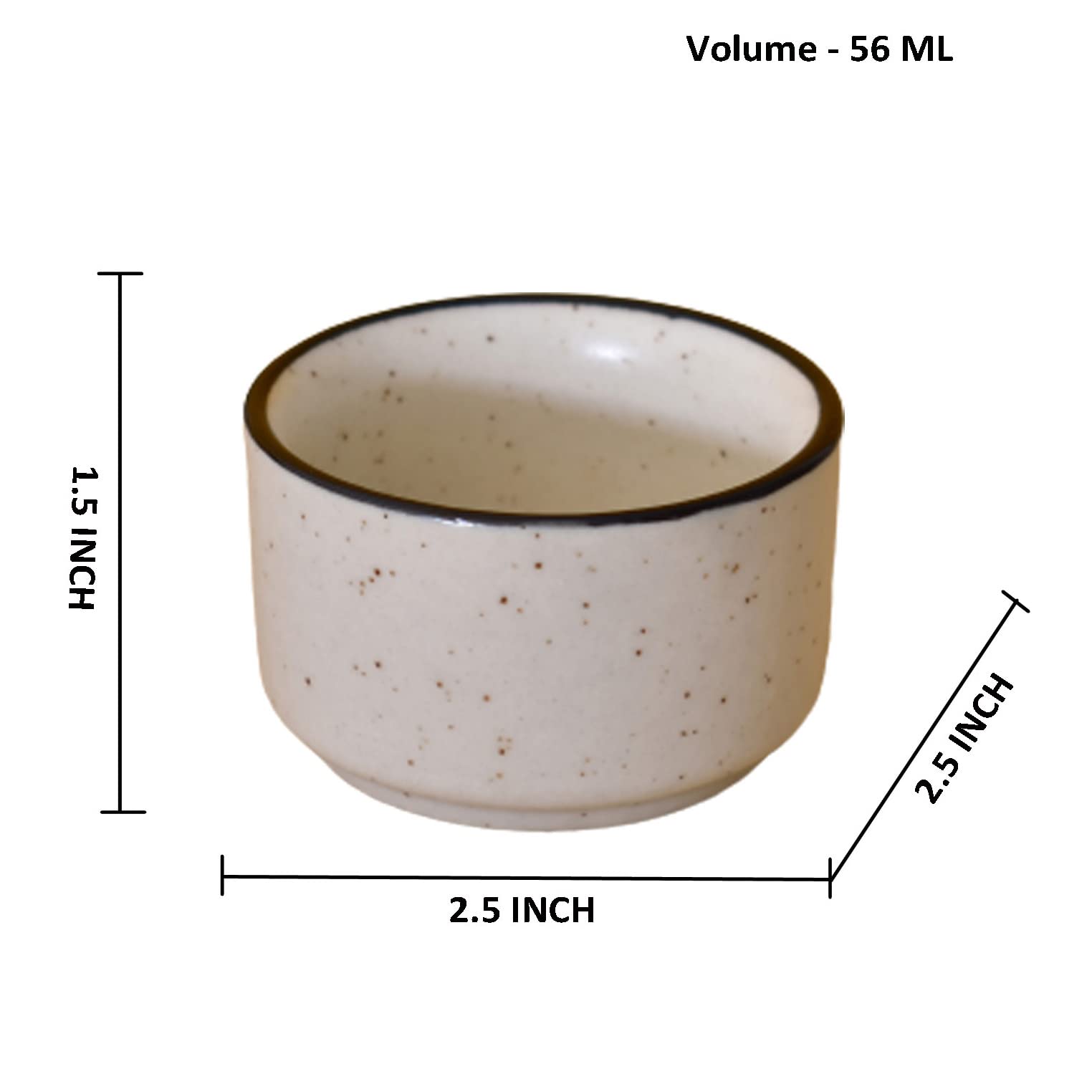 Kunhar Ceramic Sauce Holder - 56 ML, 4 Pieces, White Matt Black Border - Image 2