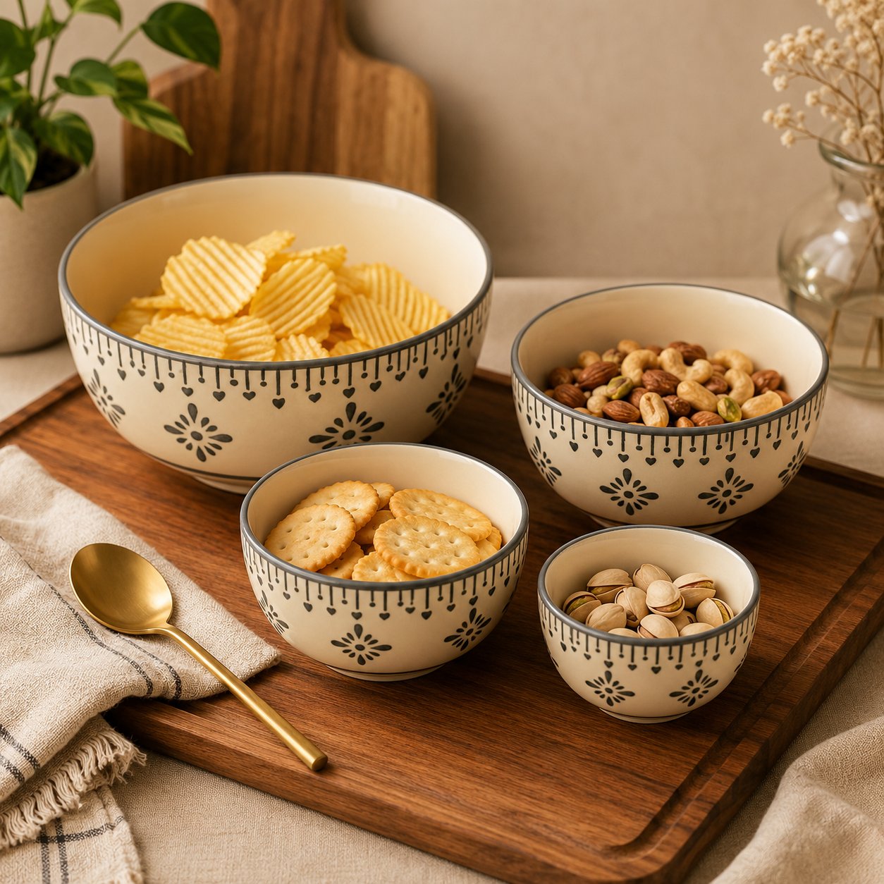 Kunhar Ceramic Mixing Bowl Set – 4 Pieces (1500ml, 800ml, 600ml, 400ml), Grey Desert Sand – Durable, Microwave & Dishwasher Safe – Ideal for Mixing, Serving & Storage - Image 5