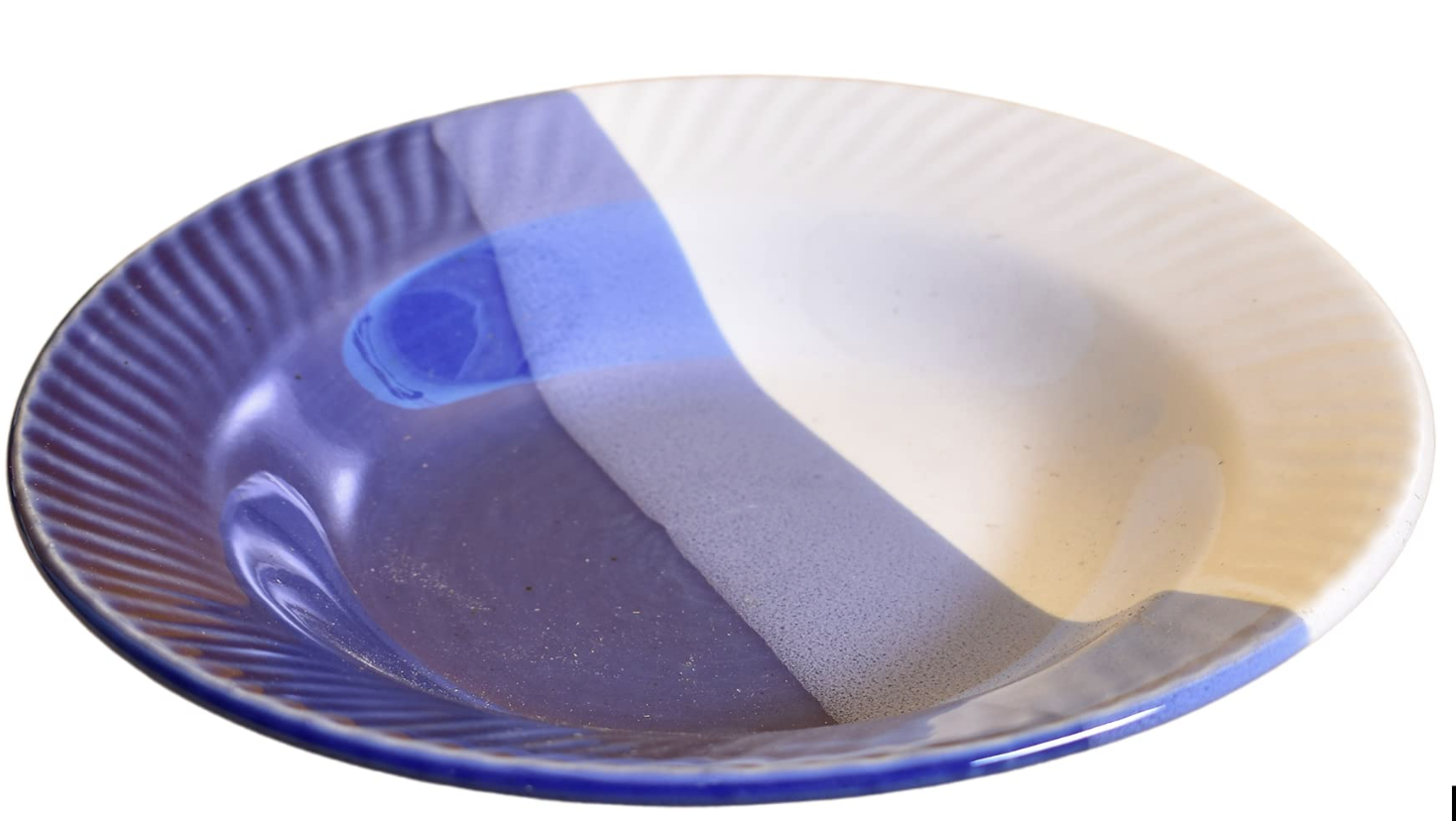 Kunhar Glazed Studio Pottery Ceramic Pasta Plate, 2 Pieces, White Dusty Blue (7 Inch) — primary product image