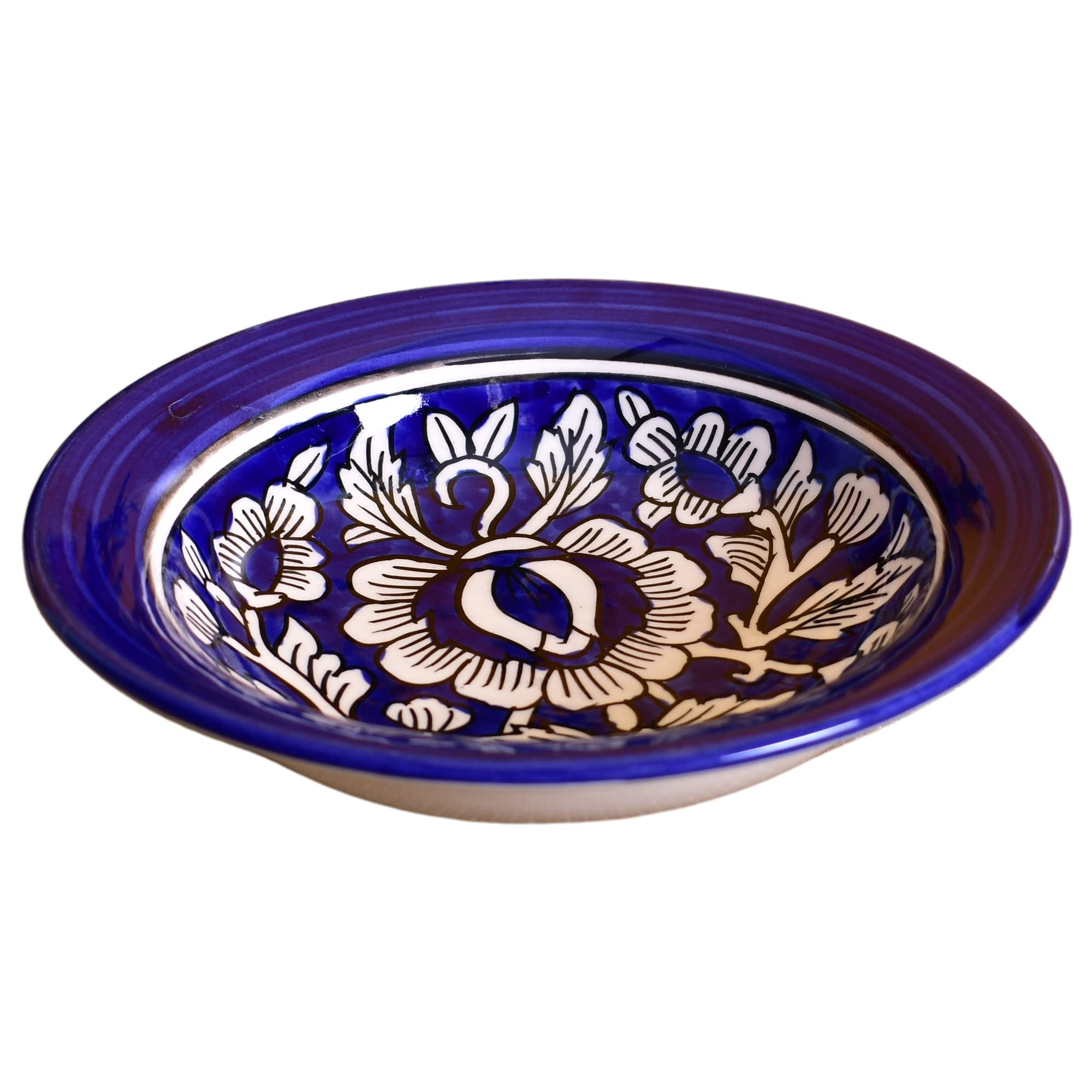 Kunhar Ceramic Pasta Plate, Soup Plate, 2 Pieces, Mughal Painting Blue (8 Inch)