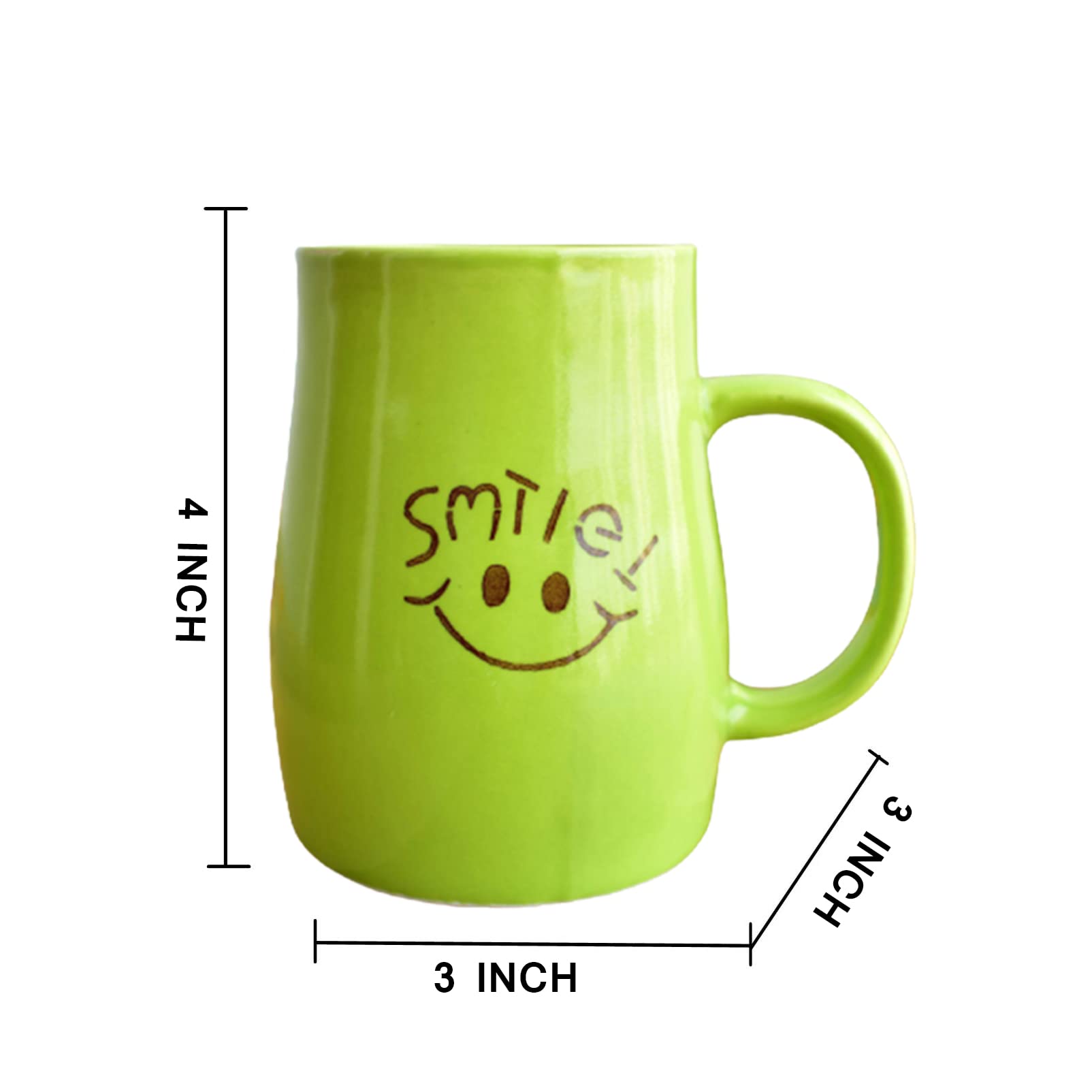 Kunhar Ceramic Coffee Mug, Ceramic Milk Mug - 4 Pieces, Green, 350 ml - Image 2