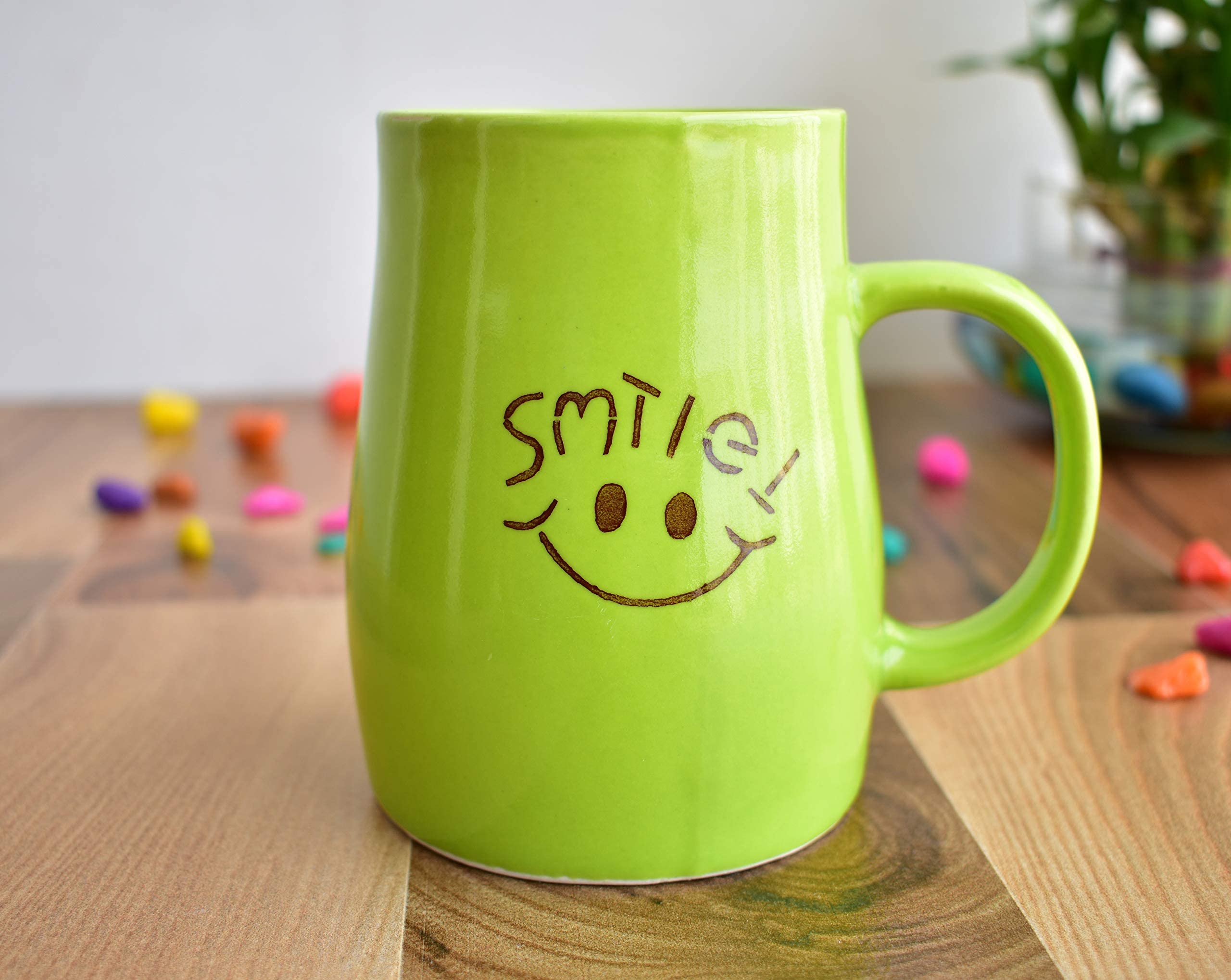 Kunhar Ceramic Coffee Mug, Ceramic Milk Mug - 4 Pieces, Green, 350 ml - Image 3