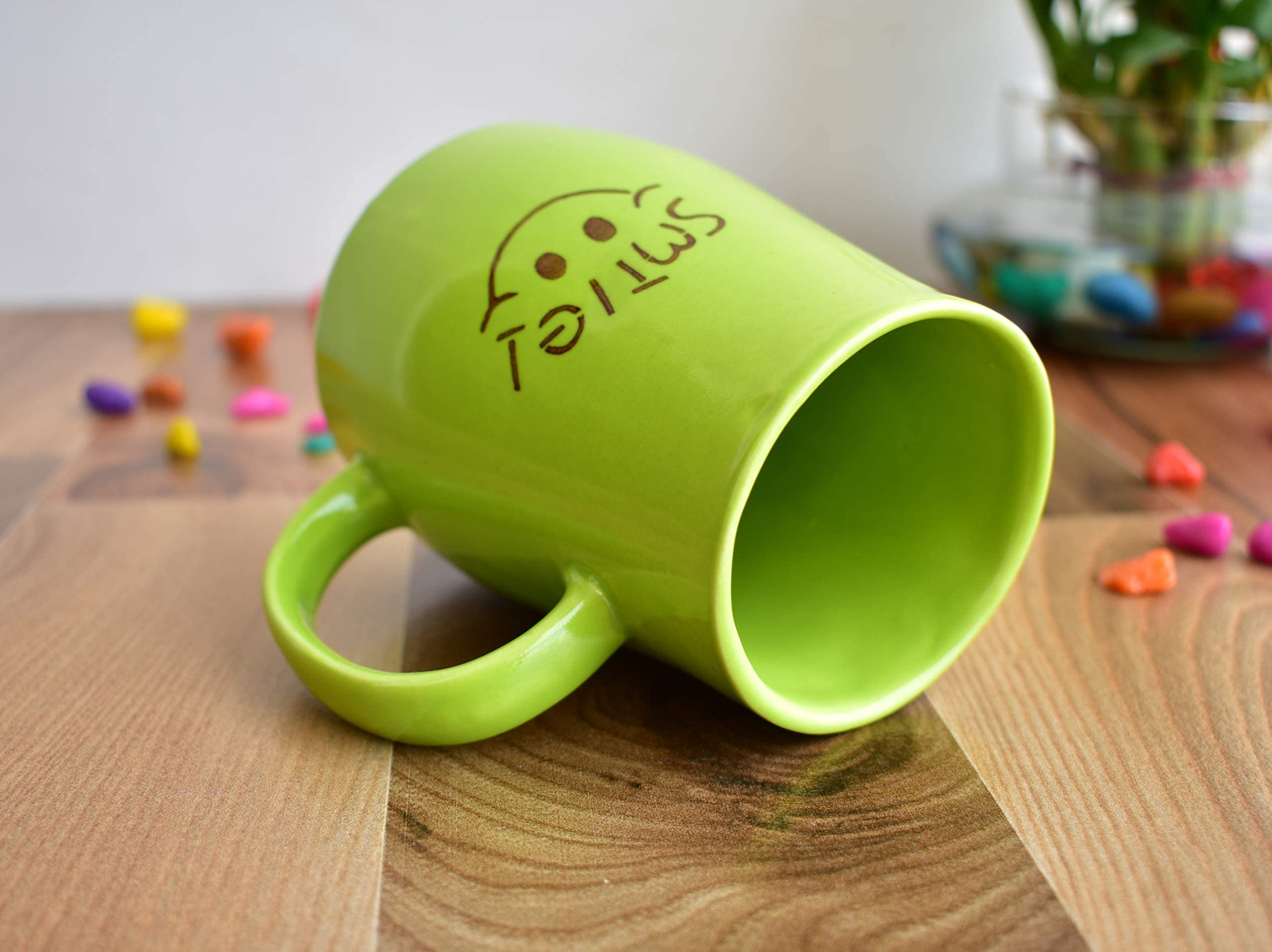 Kunhar Ceramic Coffee Mug, Ceramic Milk Mug - 4 Pieces, Green, 350 ml - Image 4