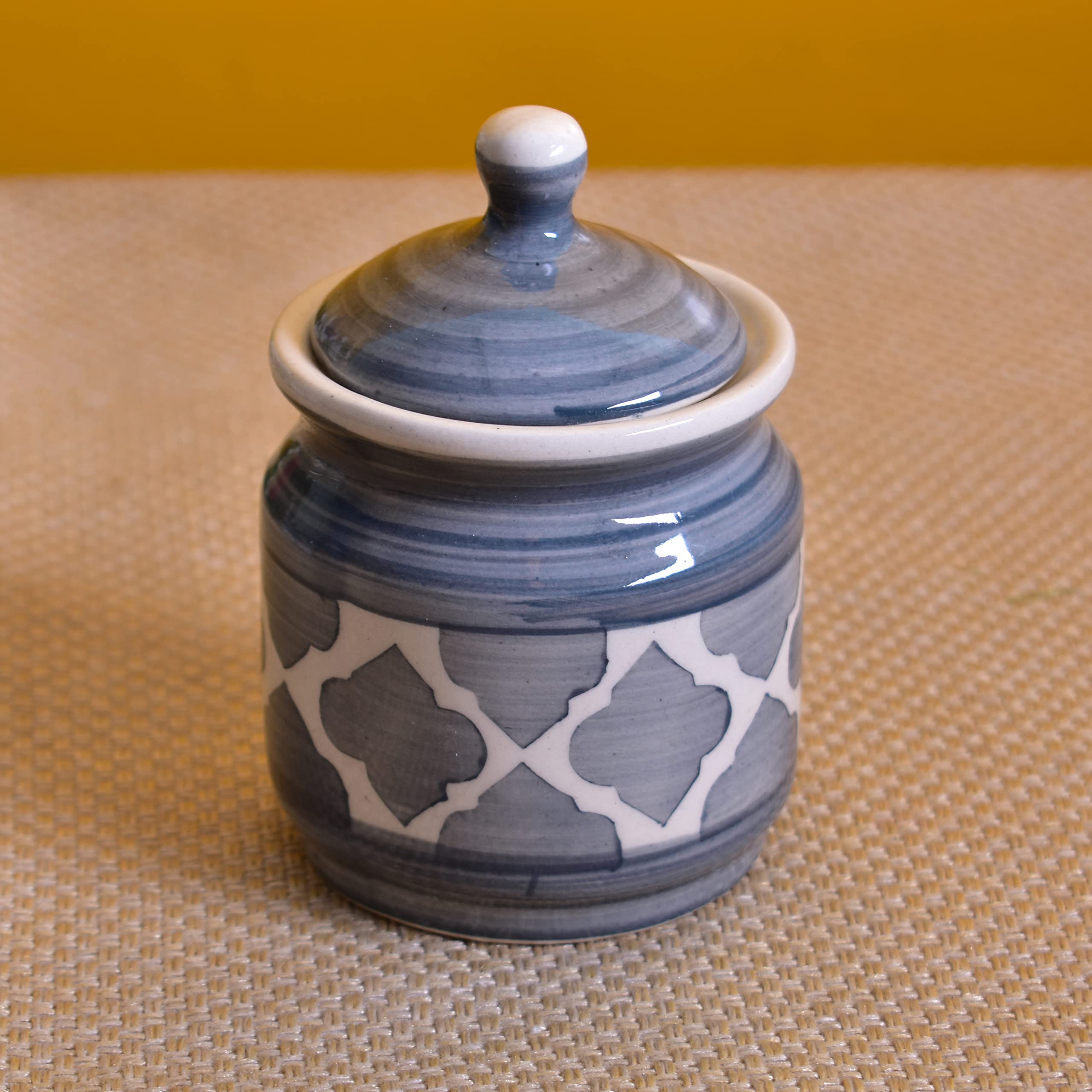 Kunhar Ceramic Pickle Jar Set, Grey (1 Tray And 3 Jar 200 ML) — product view 4