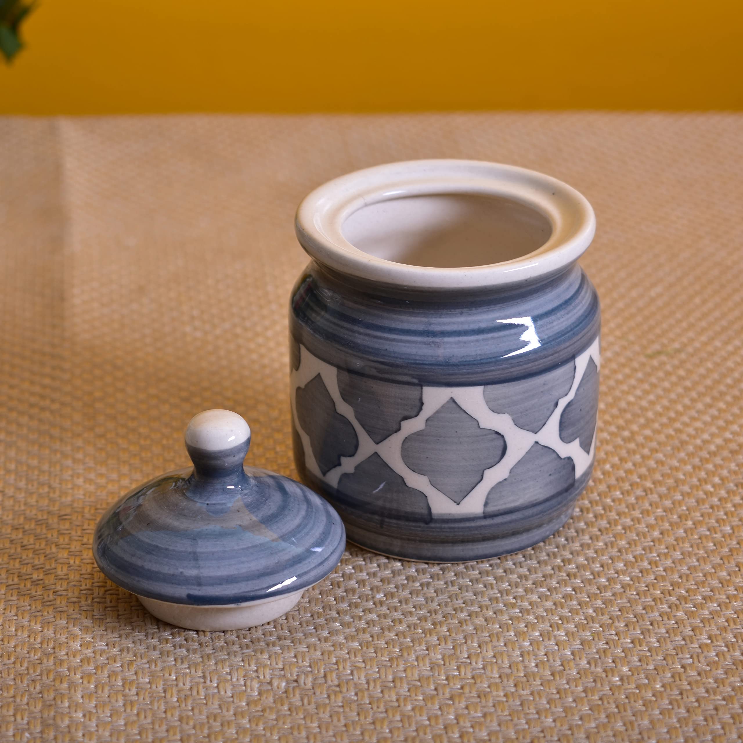 Kunhar Ceramic Pickle Jar Set, Grey (1 Tray And 3 Jar 200 ML) — product view 5