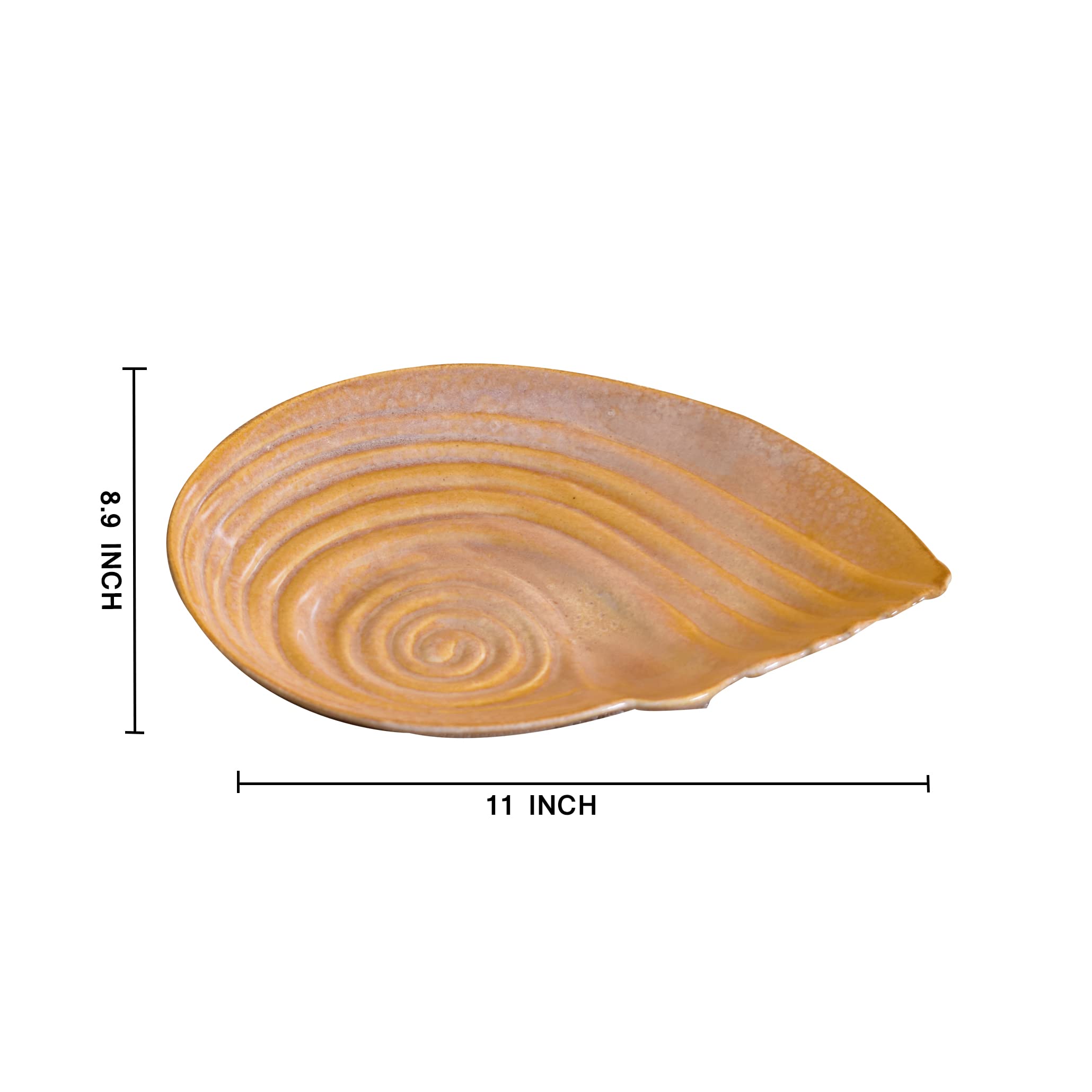 Kunhar Glazed Studio Pottery Ceramic Platter, 1 Piece, Tiger Eye (11 Inch x 8.9 Inch) — product view 2