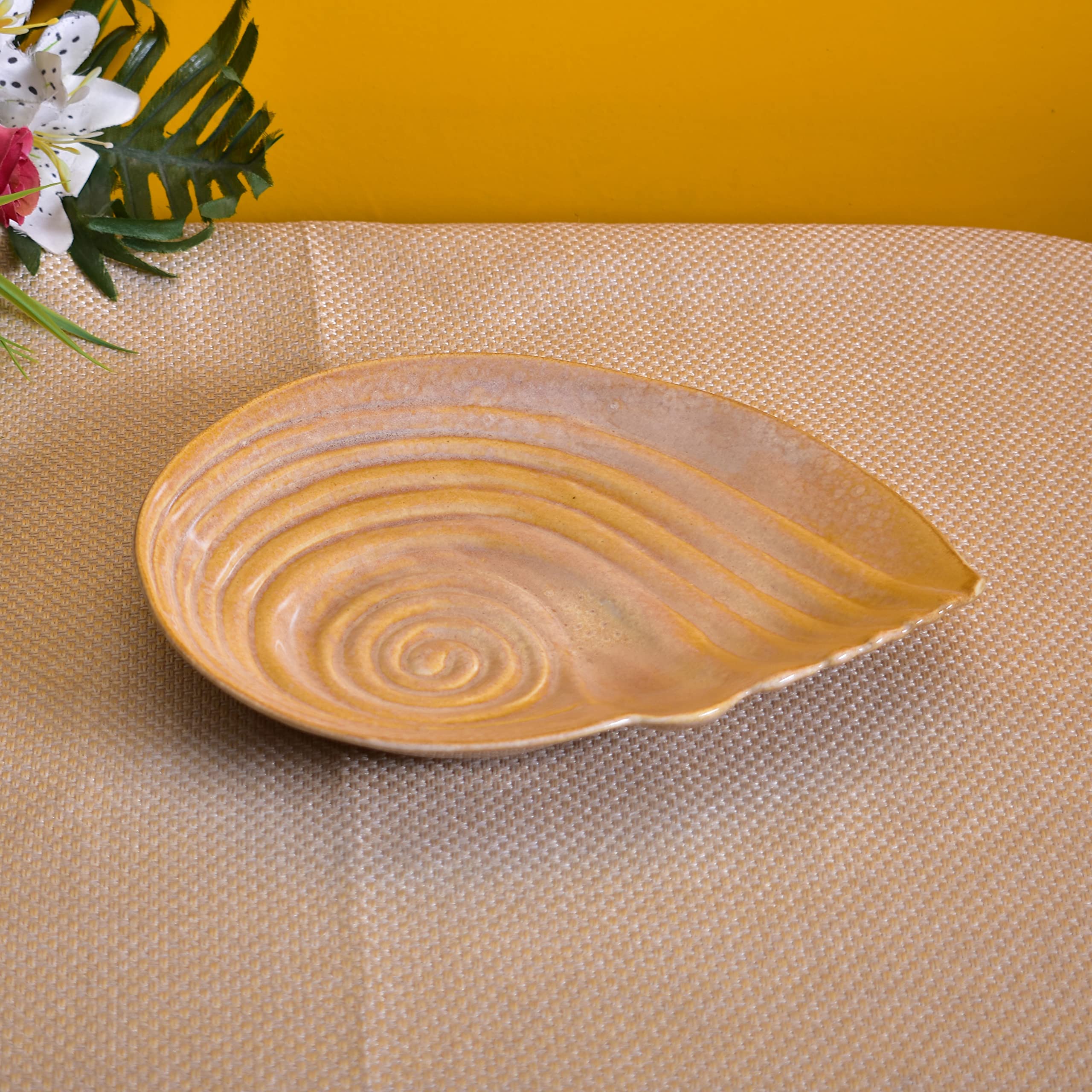 Kunhar Glazed Studio Pottery Ceramic Platter, 1 Piece, Tiger Eye (11 Inch x 8.9 Inch) — product view 3