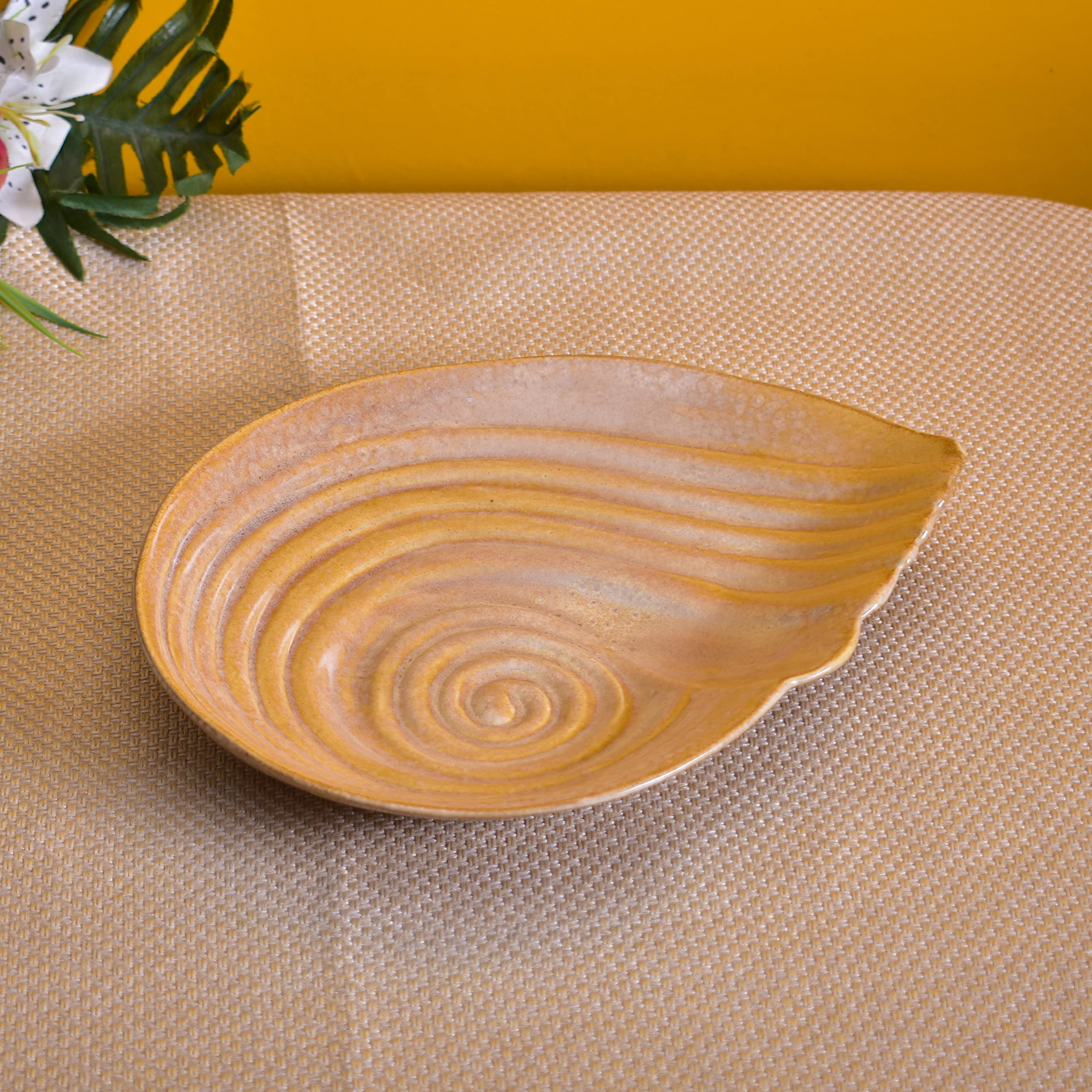 Kunhar Glazed Studio Pottery Ceramic Platter, 1 Piece, Tiger Eye (11 Inch x 8.9 Inch) — product view 4