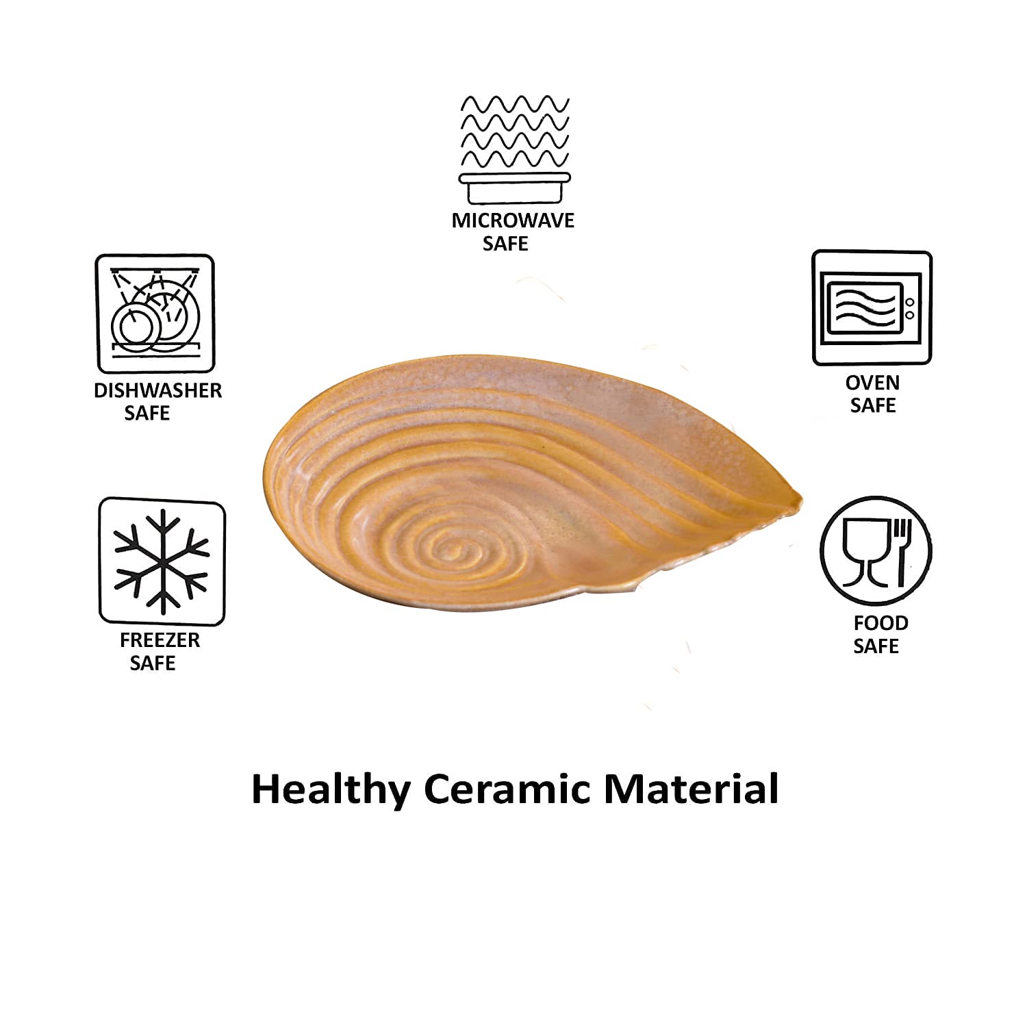 Kunhar Glazed Studio Pottery Ceramic Platter, 1 Piece, Tiger Eye (11 Inch x 8.9 Inch) — product view 5