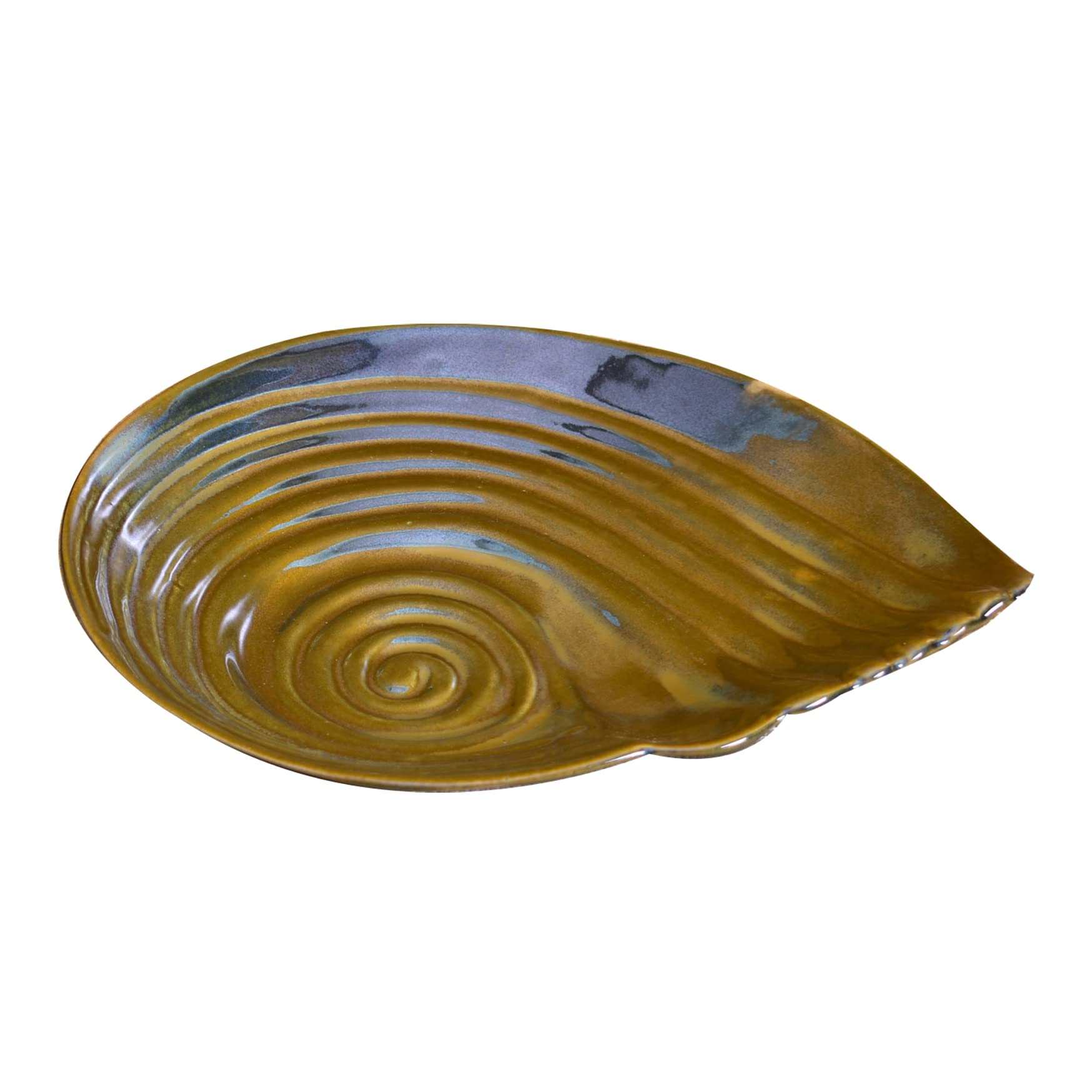 Kunhar Glazed Studio Pottery Ceramic Platter, 1 Piece, Dull Brown (11 Inch x 8.9 Inch) — product view 1
