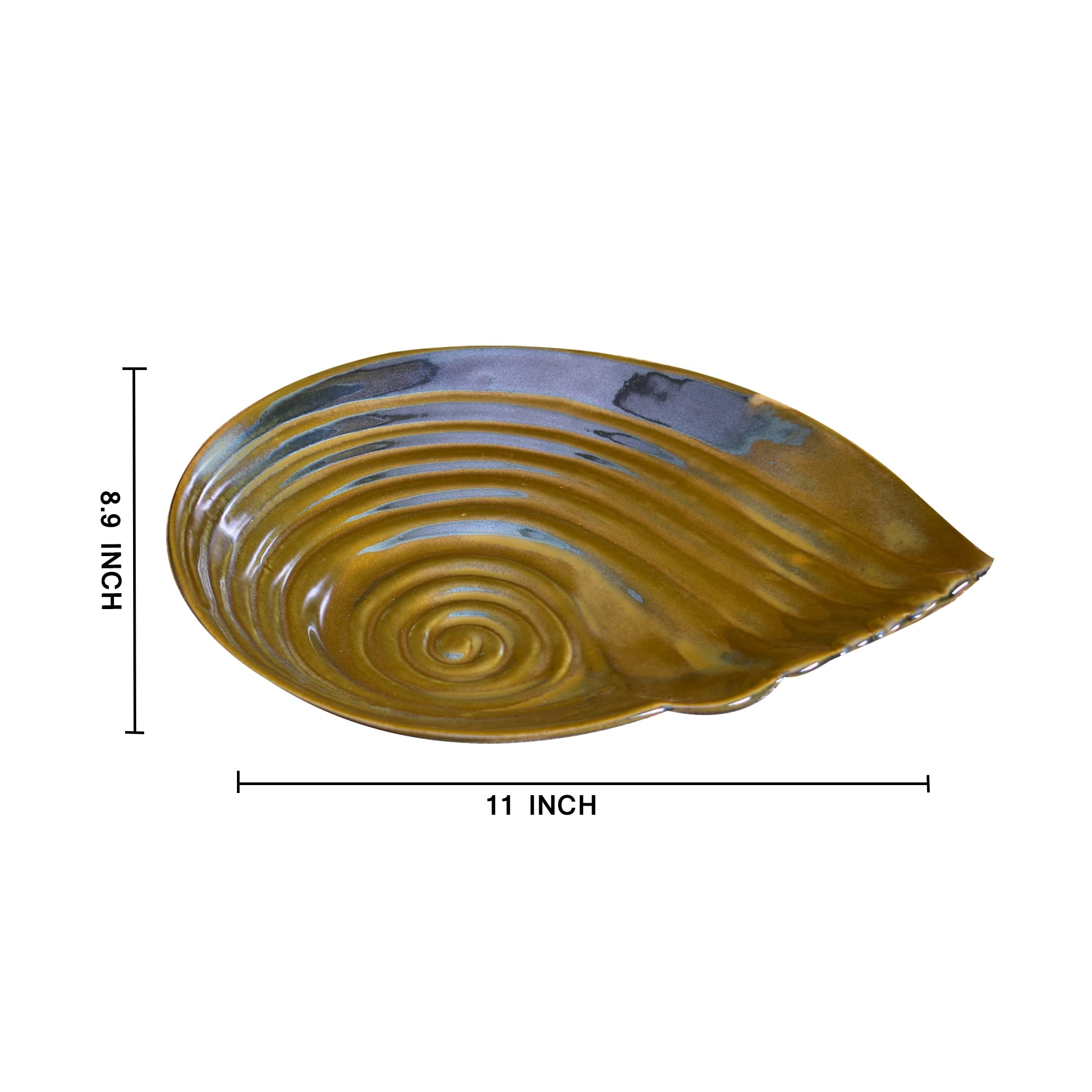 Kunhar Glazed Studio Pottery Ceramic Platter, 1 Piece, Dull Brown (11 Inch x 8.9 Inch) — product view 2