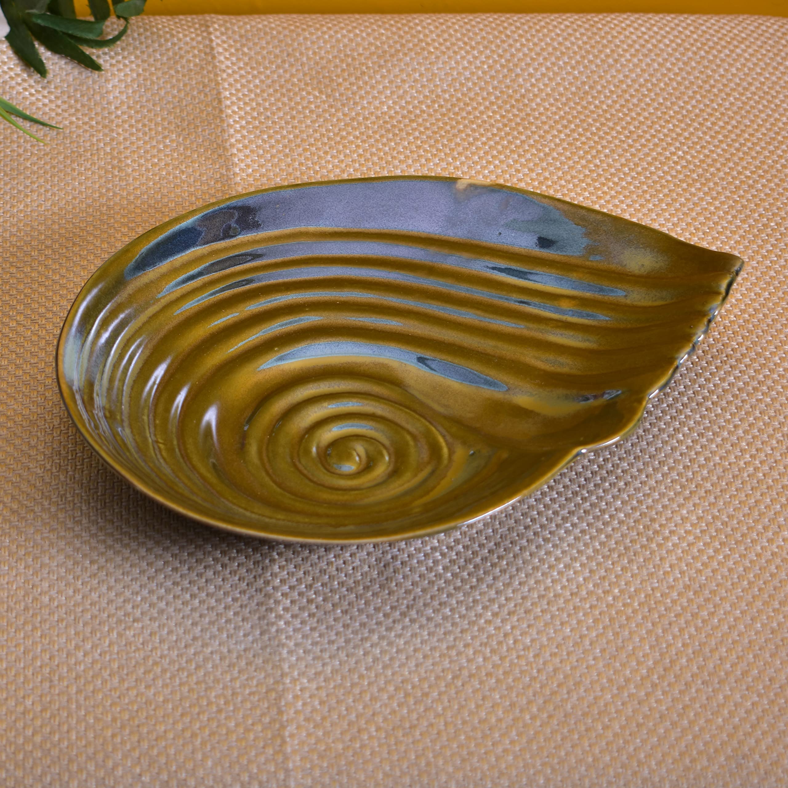 Kunhar Glazed Studio Pottery Ceramic Platter, 1 Piece, Dull Brown (11 Inch x 8.9 Inch) — product view 4