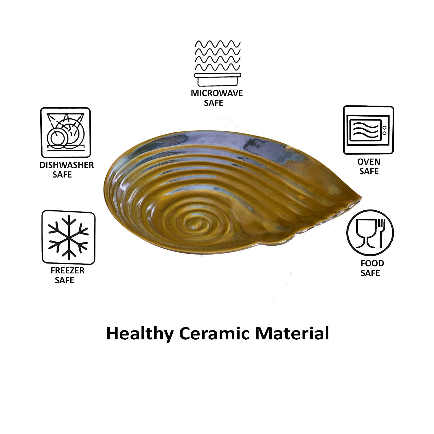 Kunhar Glazed Studio Pottery Ceramic Platter, 1 Piece, Dull Brown (11 Inch x 8.9 Inch) — product view 5