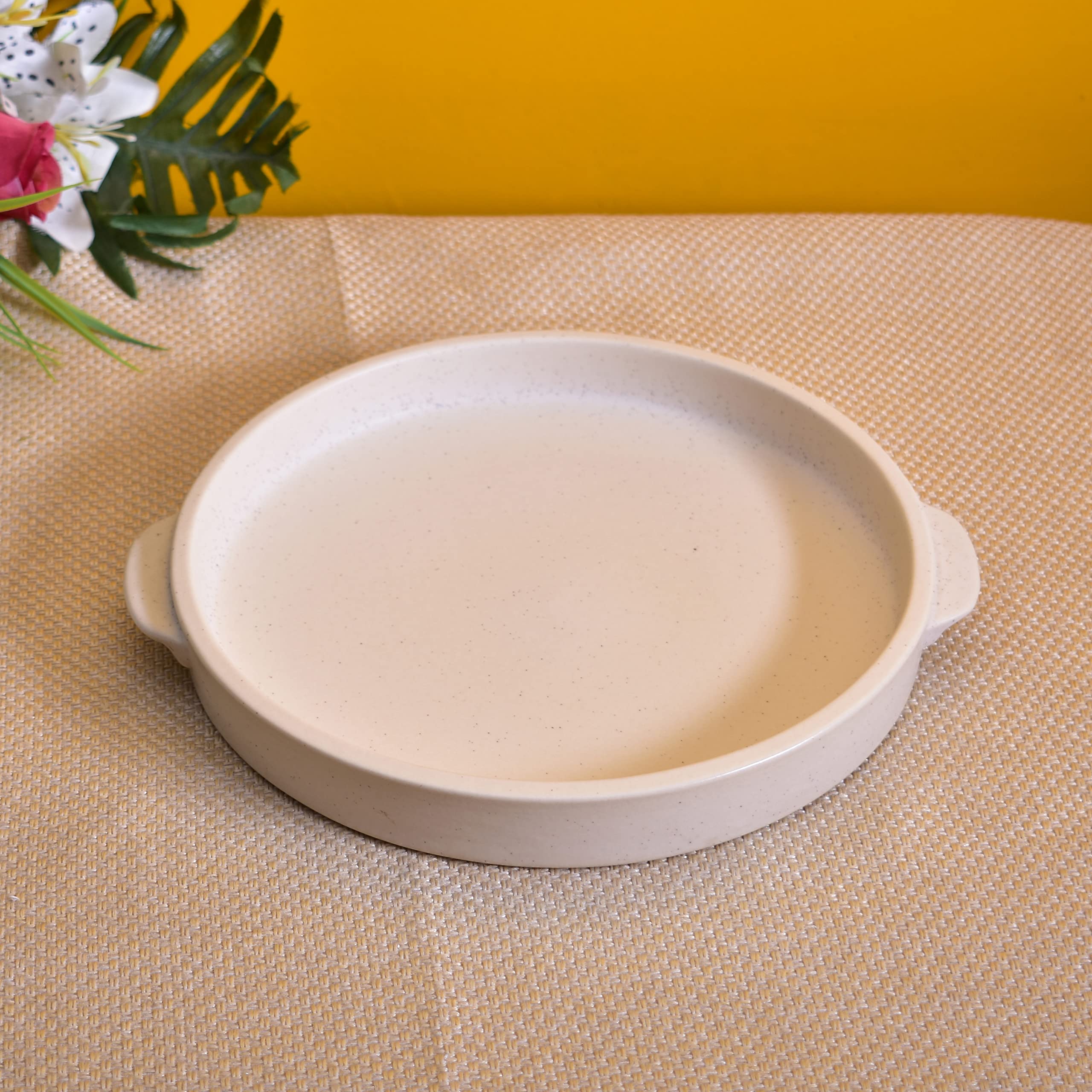 KunhaR Ceramic Snacks Serving Tray, Pizza Plate - 1 Piece, 10 Inch, Black Matt Finish — product view 3