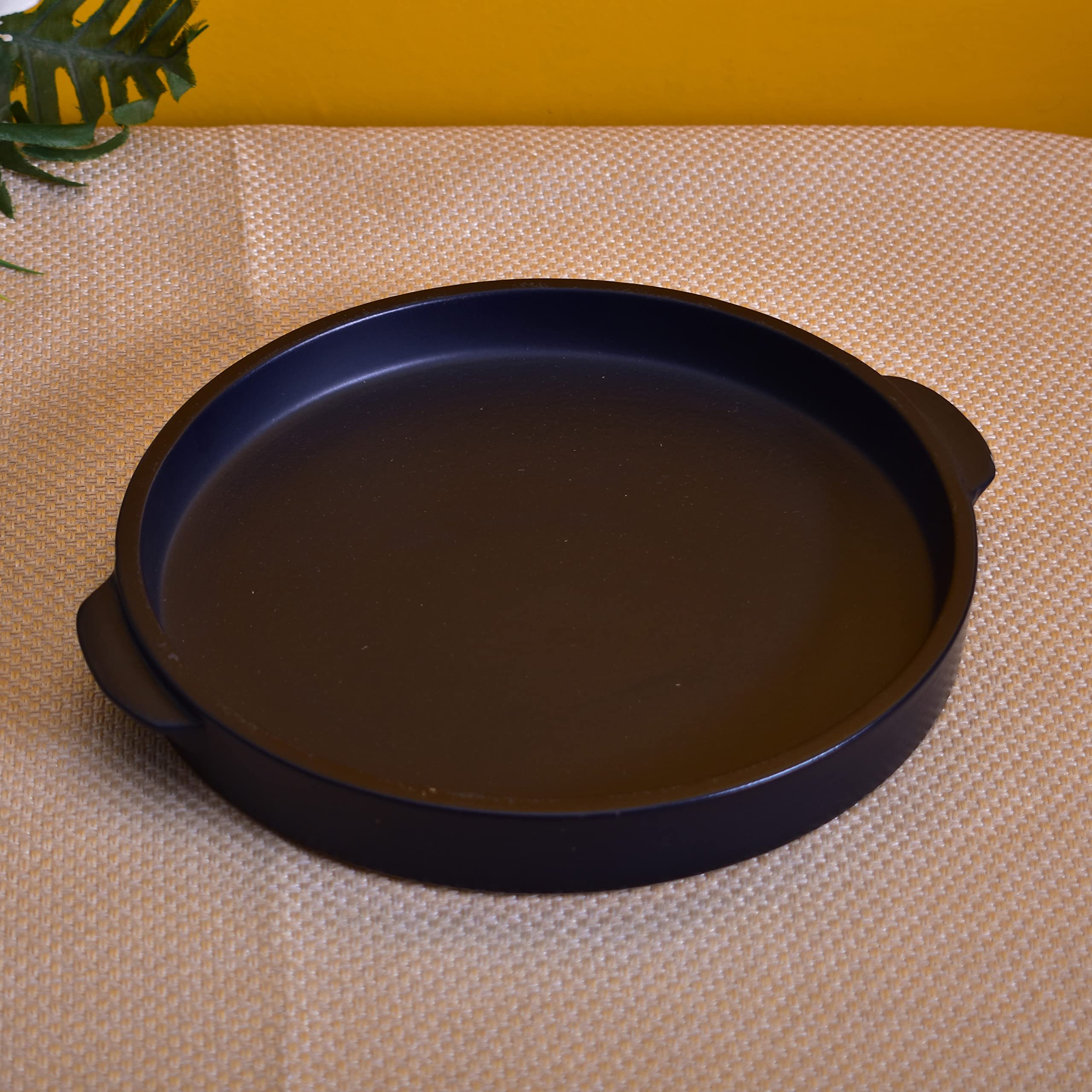 KunhaR Ceramic Platter, Pizza Plate, Round Serving Plate 8 Inch, Black Matt — product view 1
