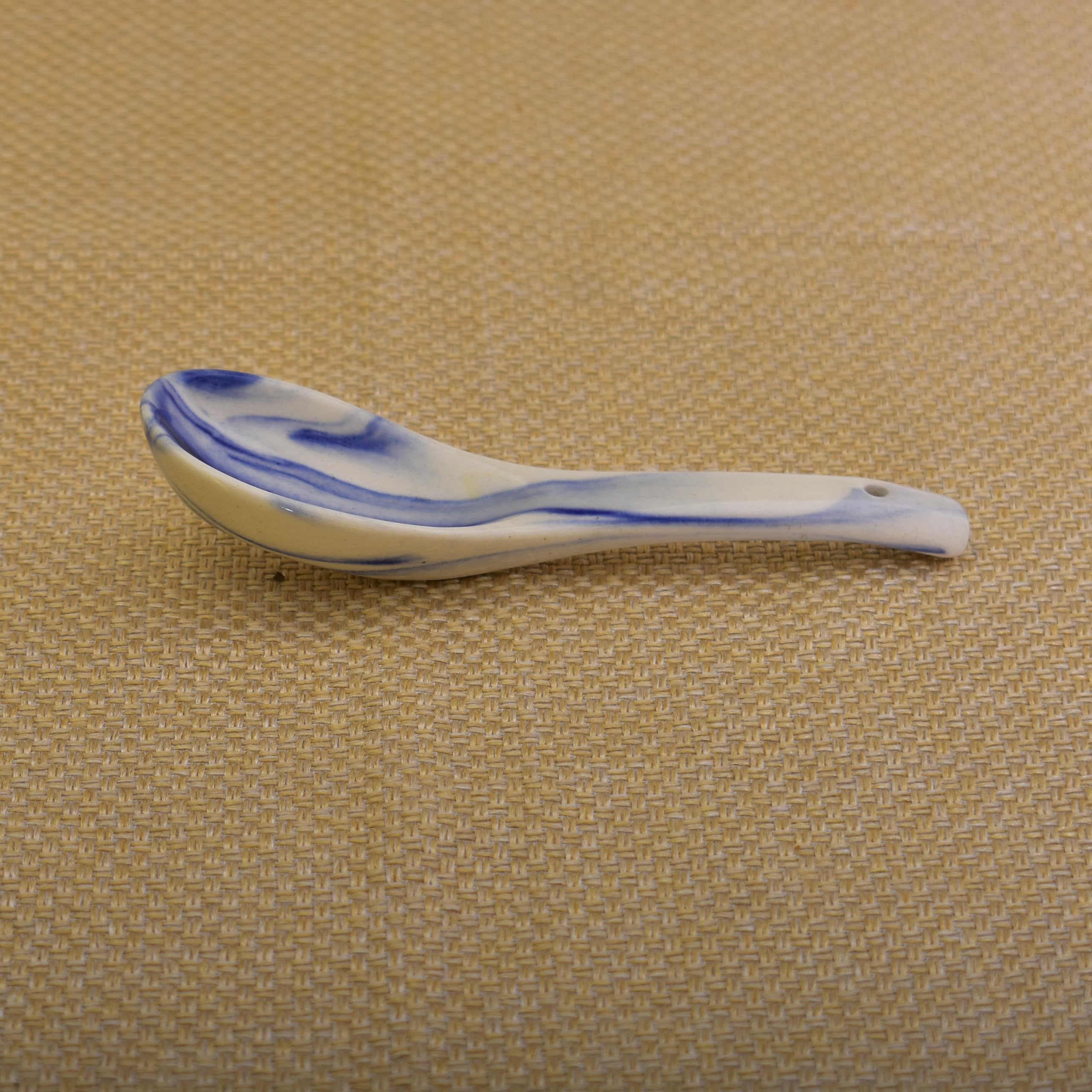 KunhaR Ceramic Soup Spoon - 6 Pieces, White Blue — product view 2