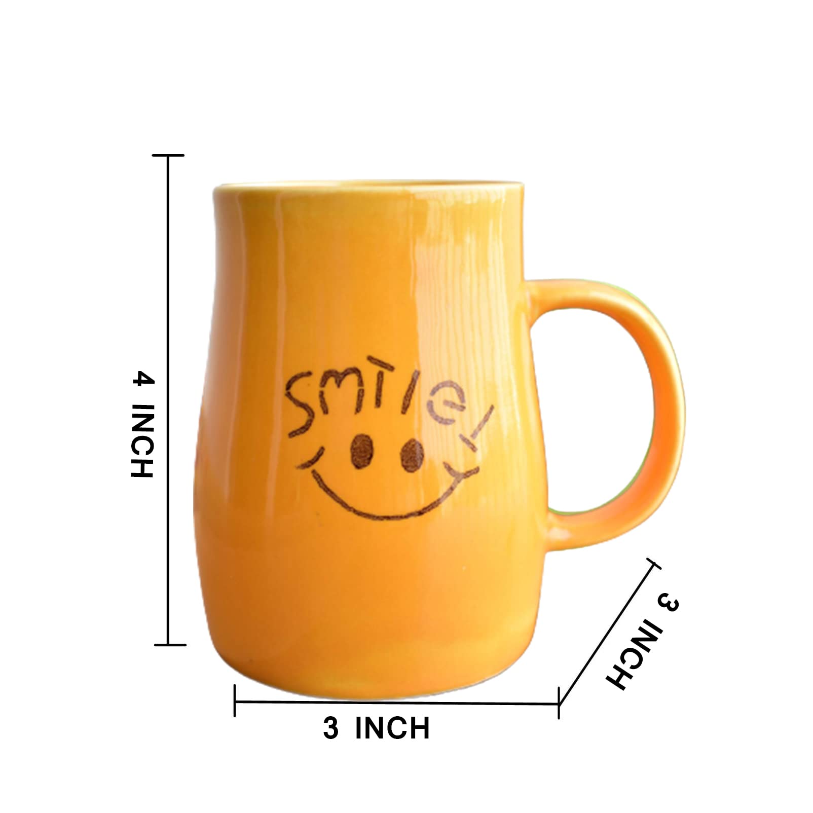 Kunhar Ceramic Coffee Mug, Ceramic Milk Mug - 4 Pieces, Orange, 350 ml - Image 2