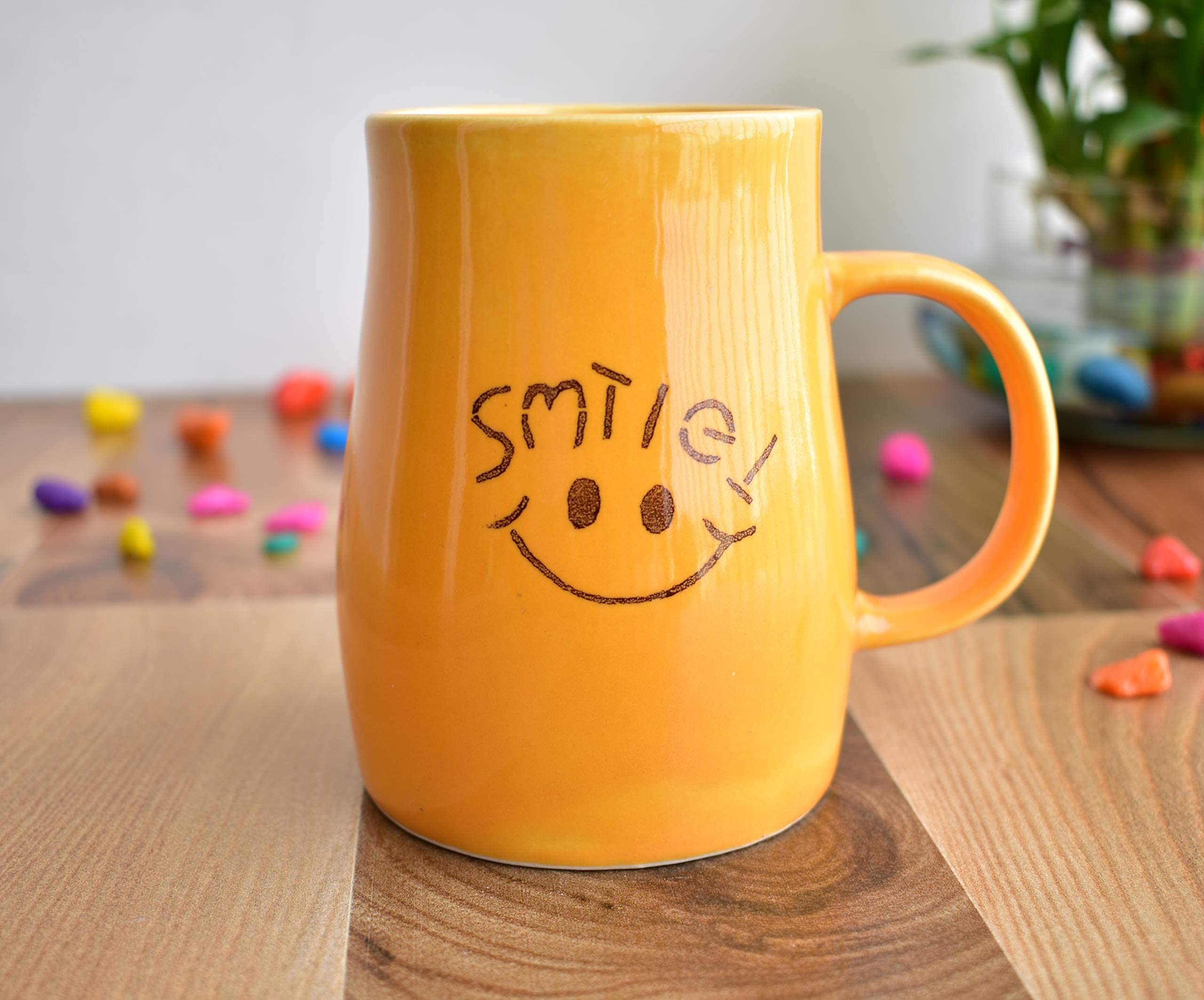 Kunhar Ceramic Coffee Mug, Ceramic Milk Mug - 4 Pieces, Orange, 350 ml - Image 3